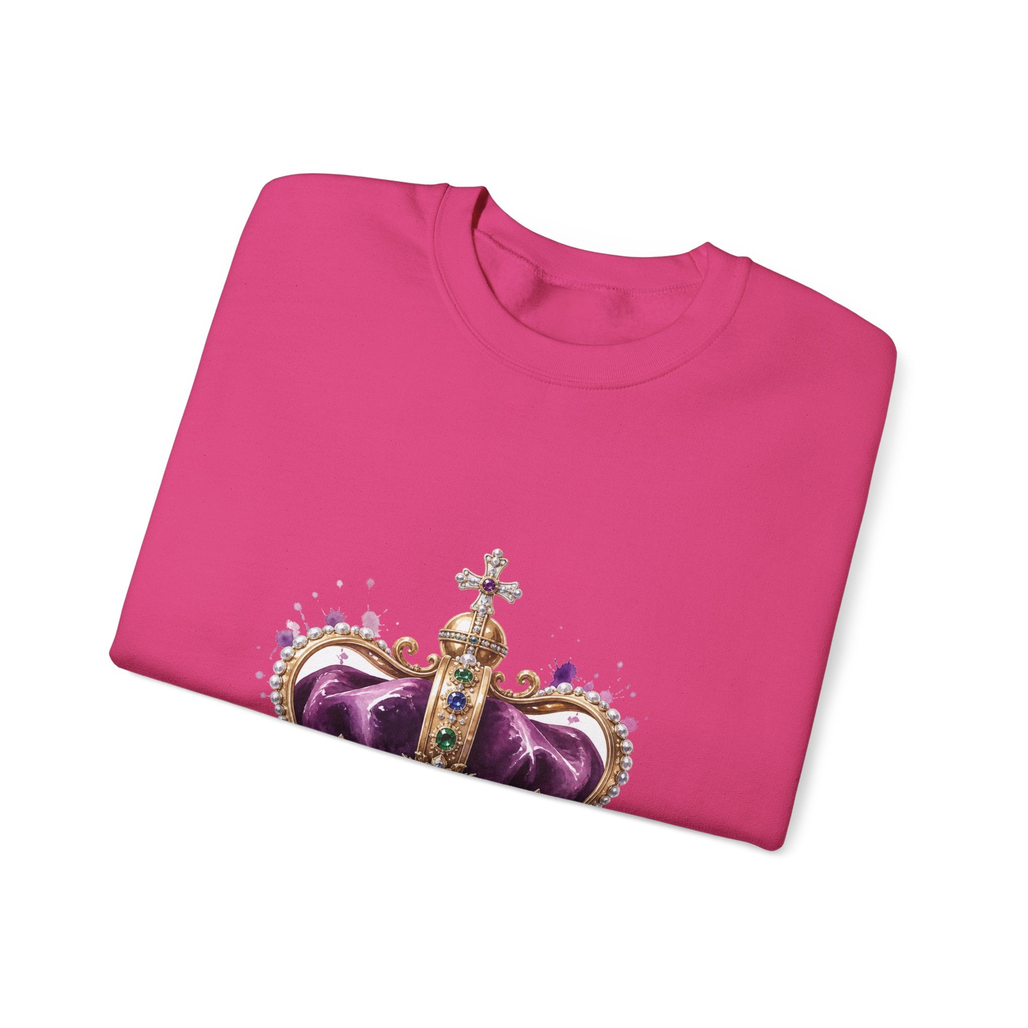 Matching Couple Sweatshirt - Crown & Shield Matching Couple Crewneck Sweatshirt Watercolor Art His Hers Engagement Gift - Design A
