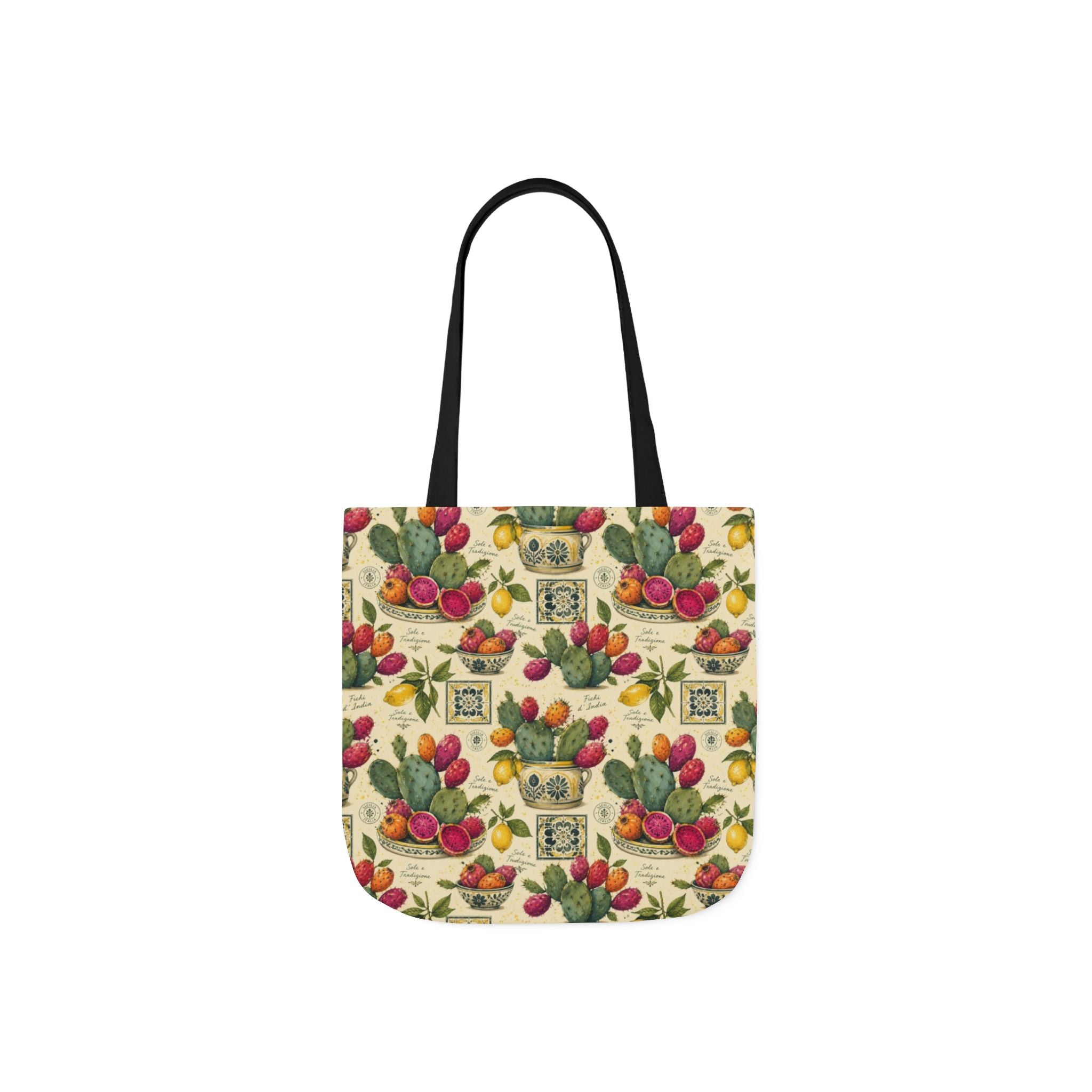 Prickly Pear Cactus Fruit Canvas Tote Bag Mediterranean Kitchen Watercolor Design Italian Cottagecore Gift
