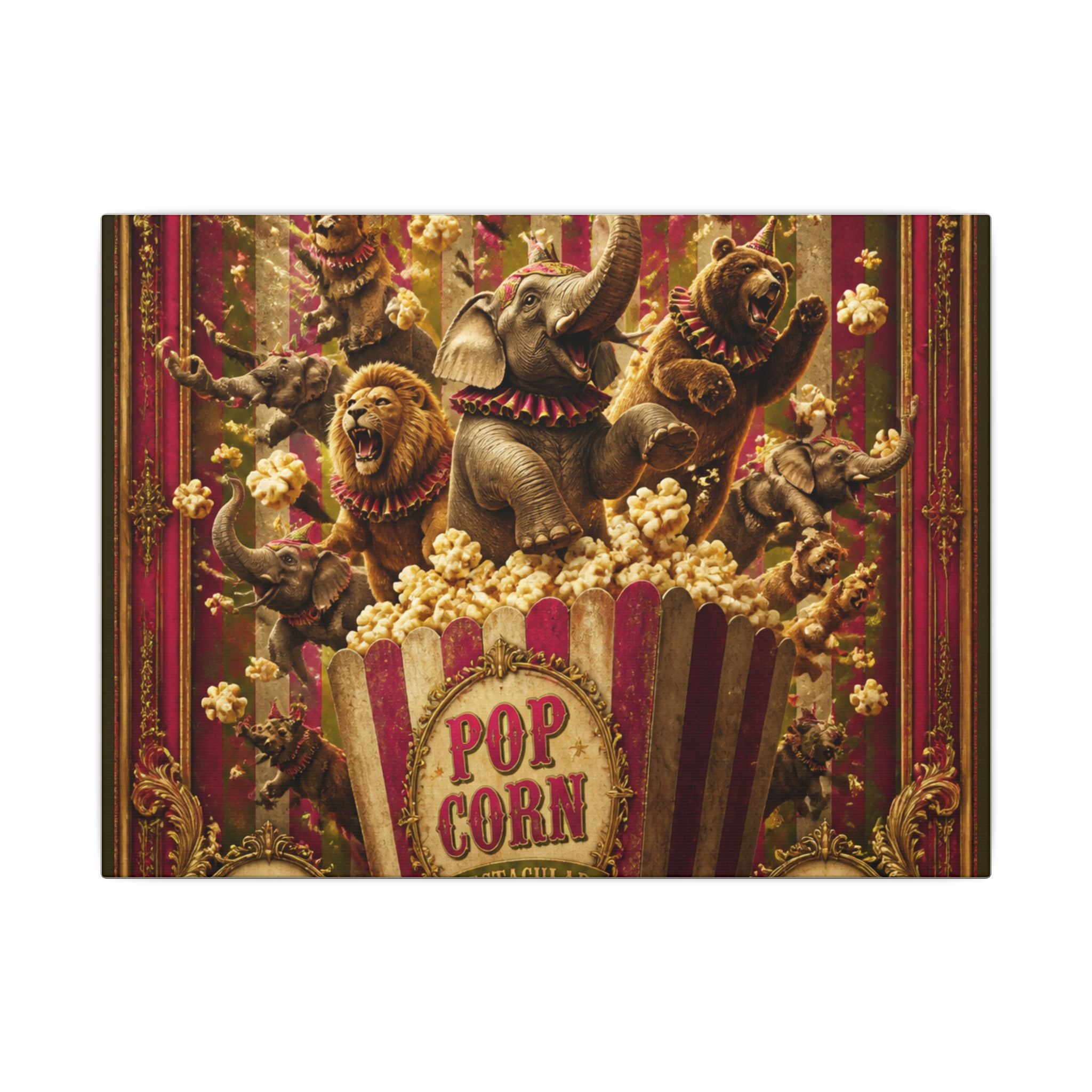 Popcorn Box Animals Wall Art Canvas 16×20 Baroque Home Office Decor Maximalist Print