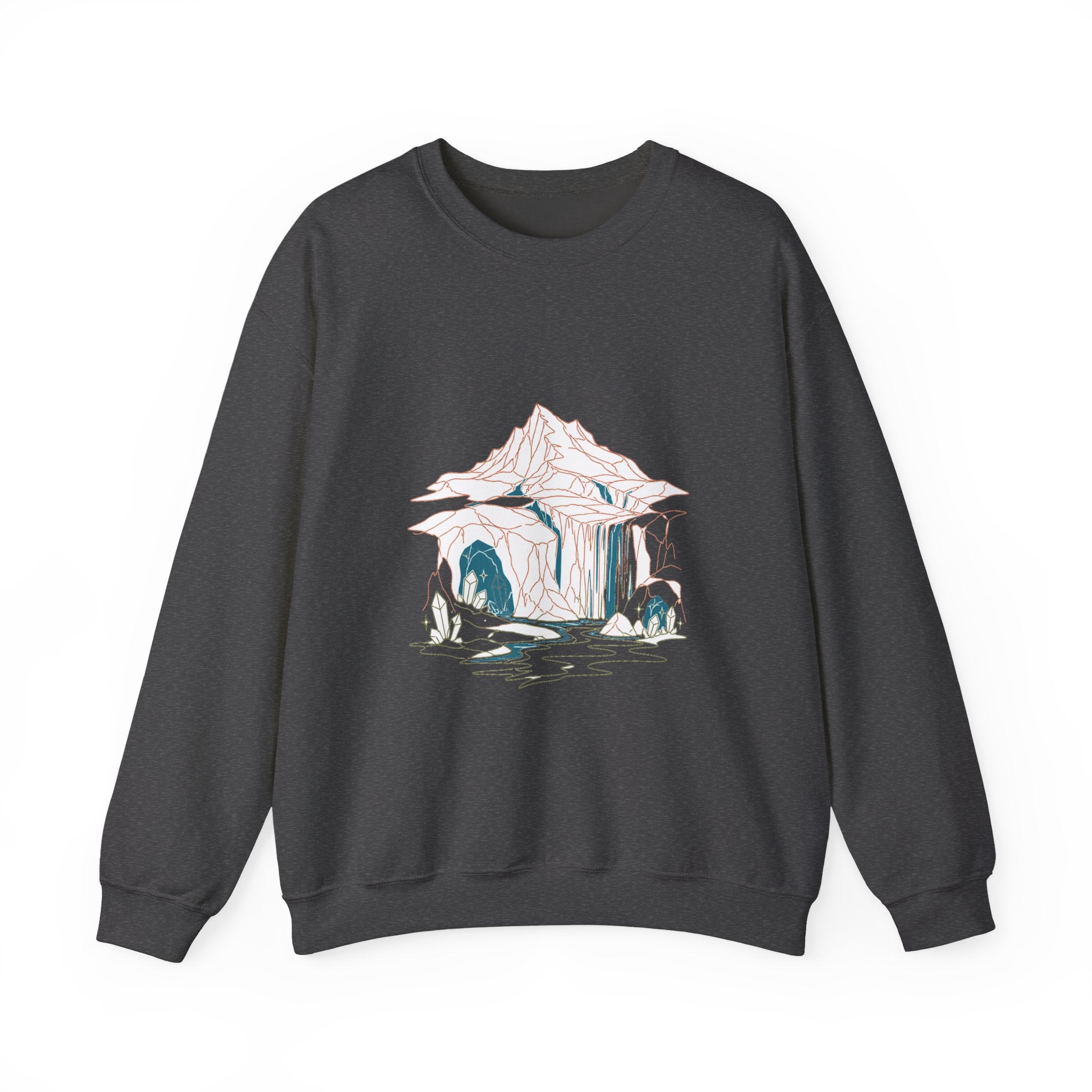 Matching Couple Sweatshirt - Volcano & Glacier Matching Couple Crewneck Sweatshirt Minimalist Art His Hers Valentine Gift - Design B