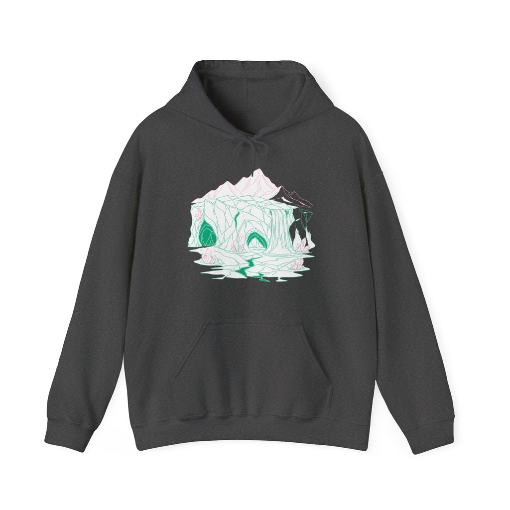 Matching Couple Sweatshirt - Volcano & Glacier Matching Couple Hooded Sweatshirt Minimalist Art His Hers Valentine Gift - Design B