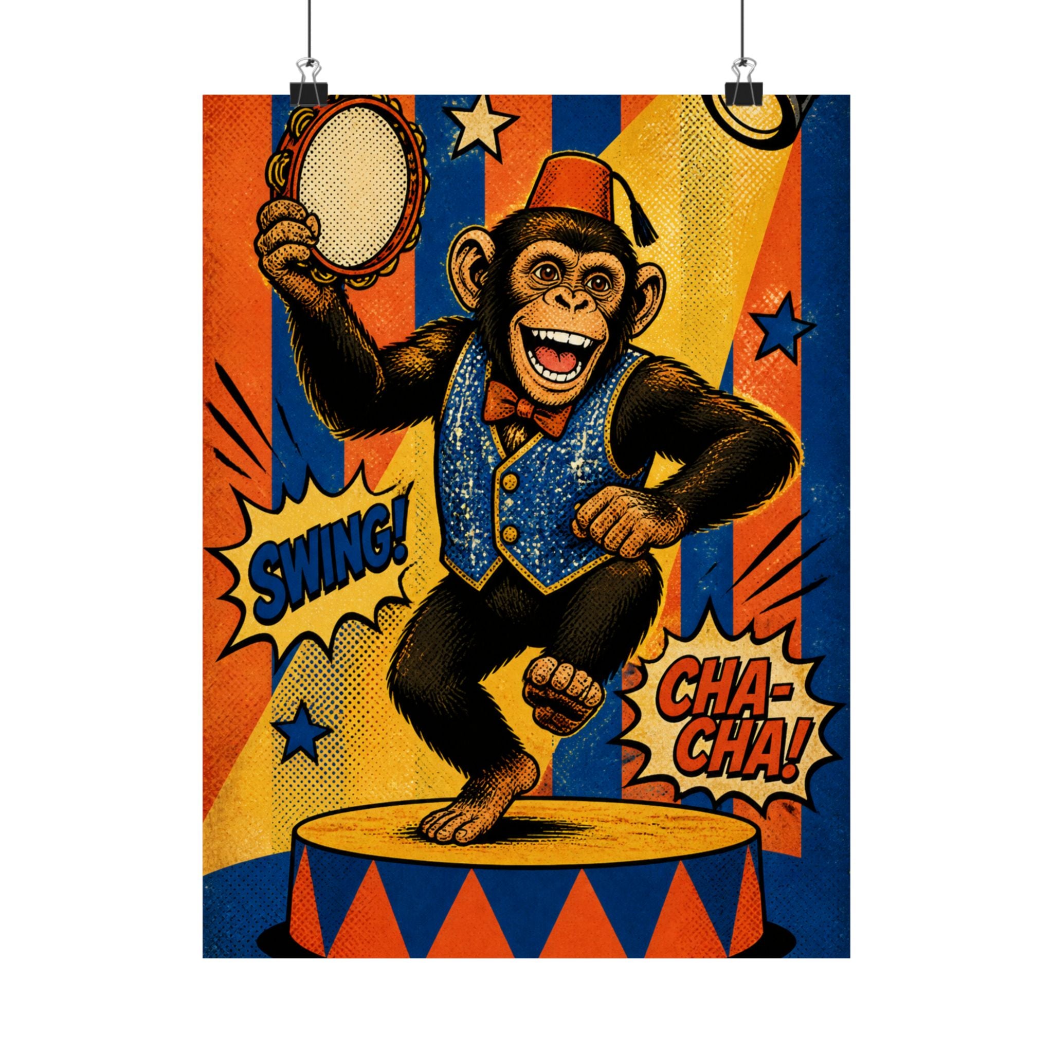 Dancing Monkey Wall Art Poster 18×24 Pop Art Living Room Decor Maximalist Print