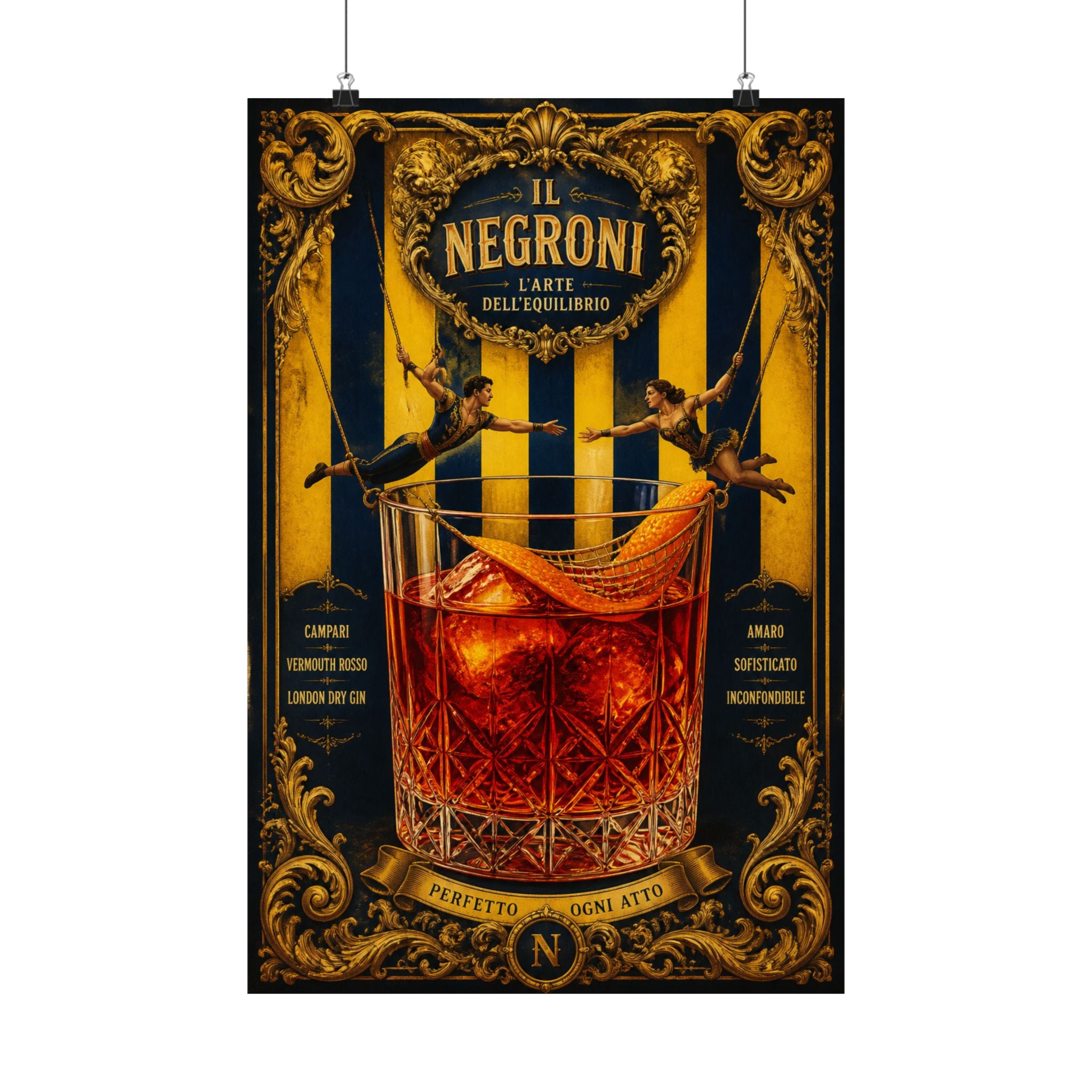 Negroni Trapeze Act Wall Art Poster 18×24 Baroque Home Office Decor Maximalist Print