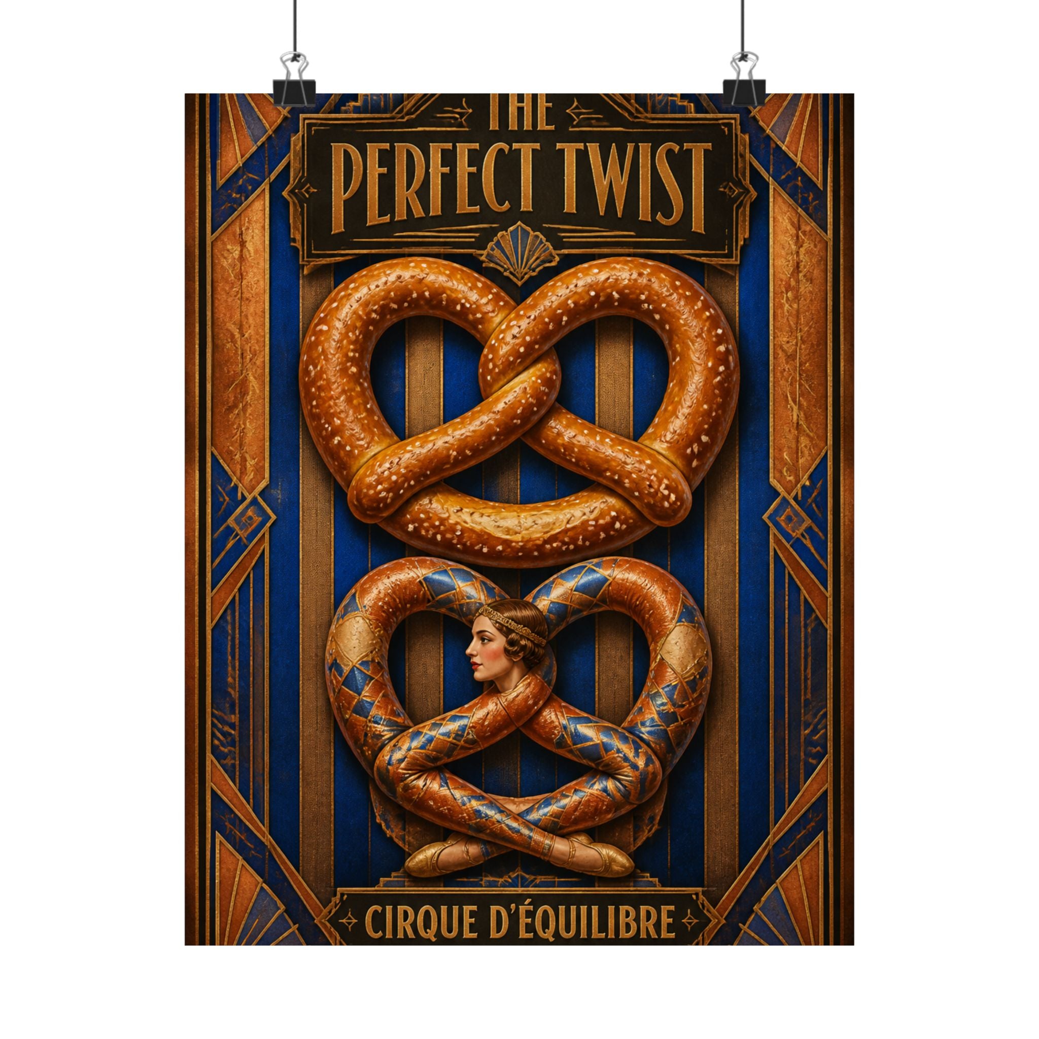Pretzel Contortionist Wall Art Poster 18×24 Art Deco Entryway Decor Maximalist Print