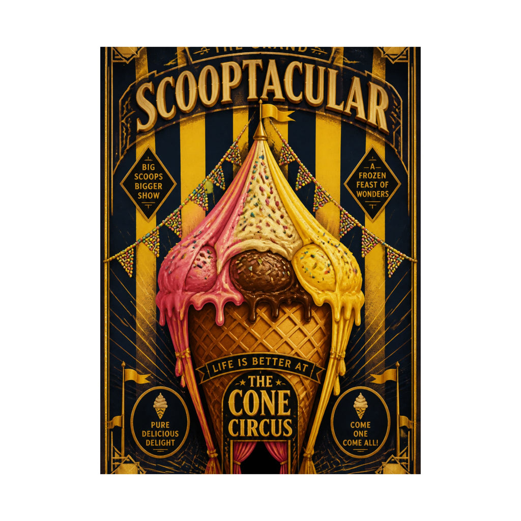 Ice Cream Cone Circus Tent Wall Art Poster 18×24 Art Deco Entryway Decor Maximalist Print