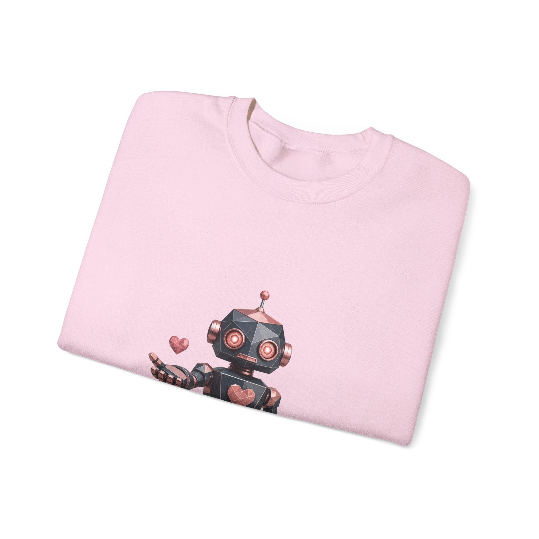 Matching Couple Sweatshirt - Robot & Heart Matching Couple Premium Fleece Sweatshirt Geometric Art His Hers Love Gift - Design A