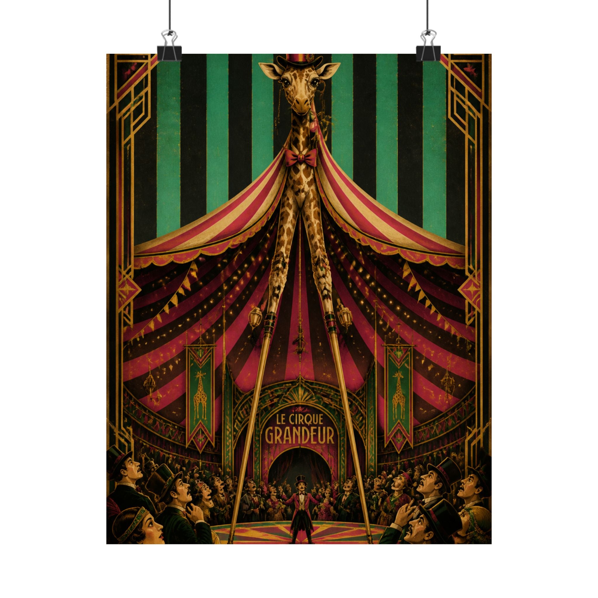 Giraffe on Stilts Wall Art Poster 18×24 Art Deco Entryway Decor Maximalist Print