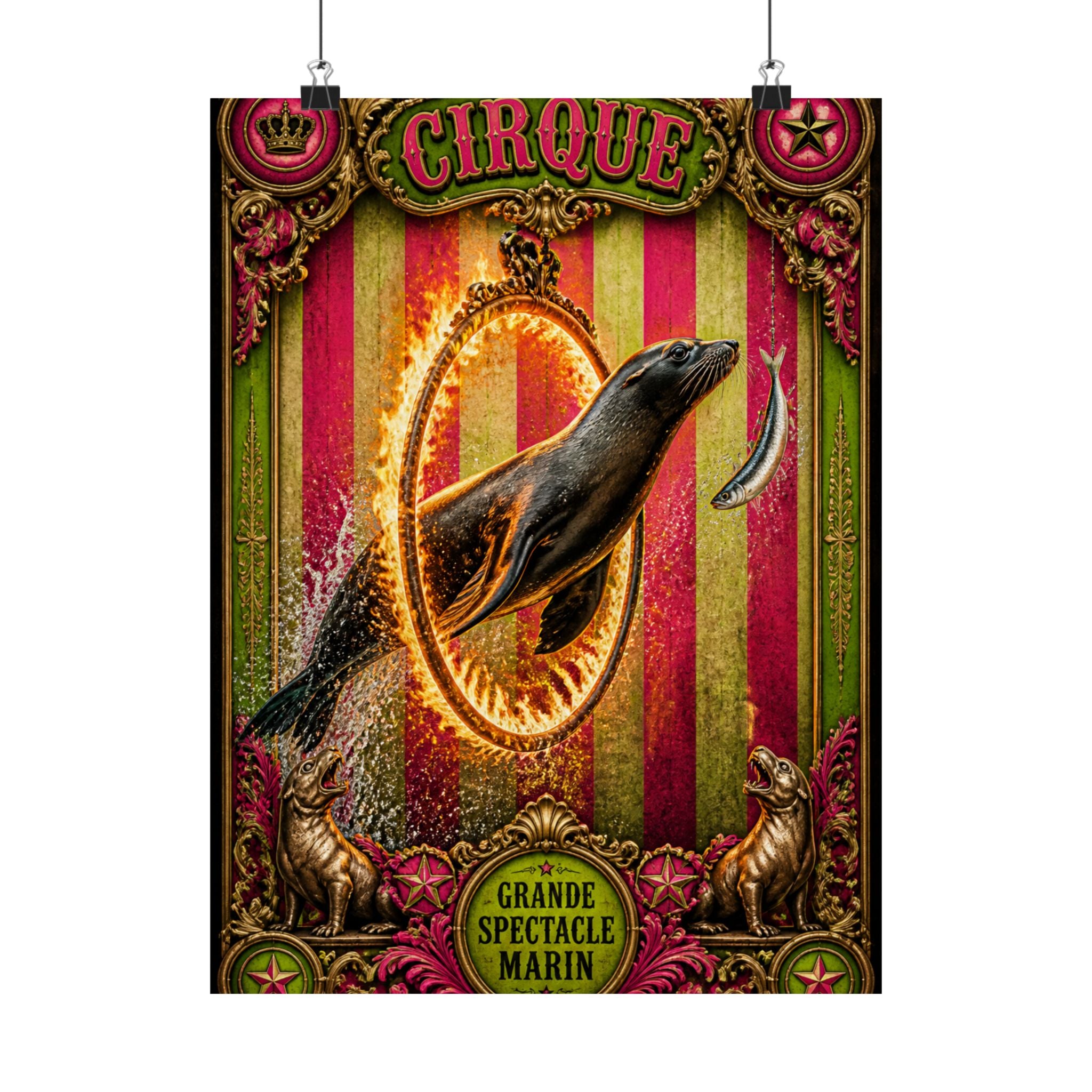Seal Fire Hoop Wall Art Poster 24×36 Baroque Studio Decor Maximalist Print