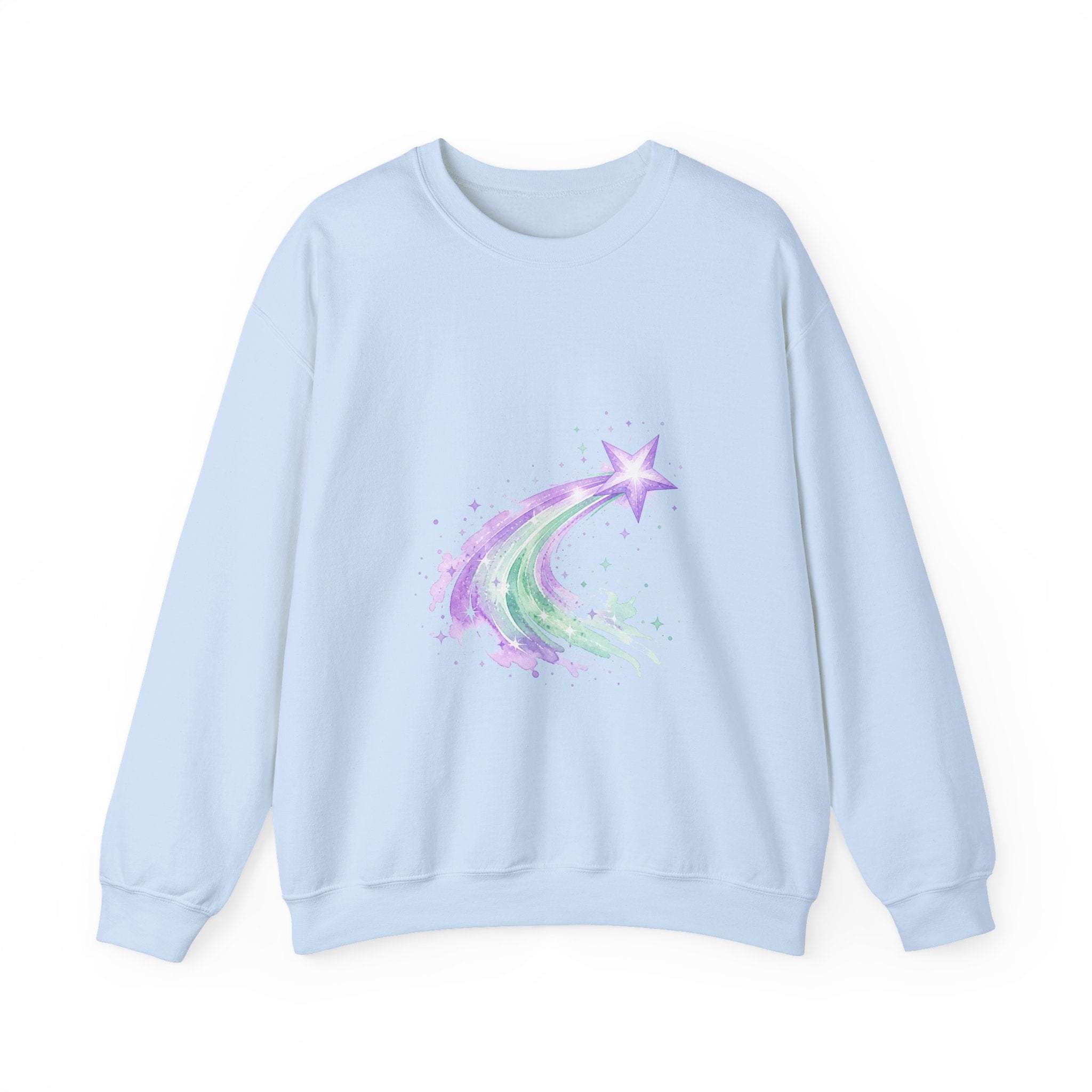 Matching Couple Sweatshirt - Shooting Star & North Star Matching Couple Crewneck Sweatshirt Watercolor Art His Hers Engagement Gift - Design A