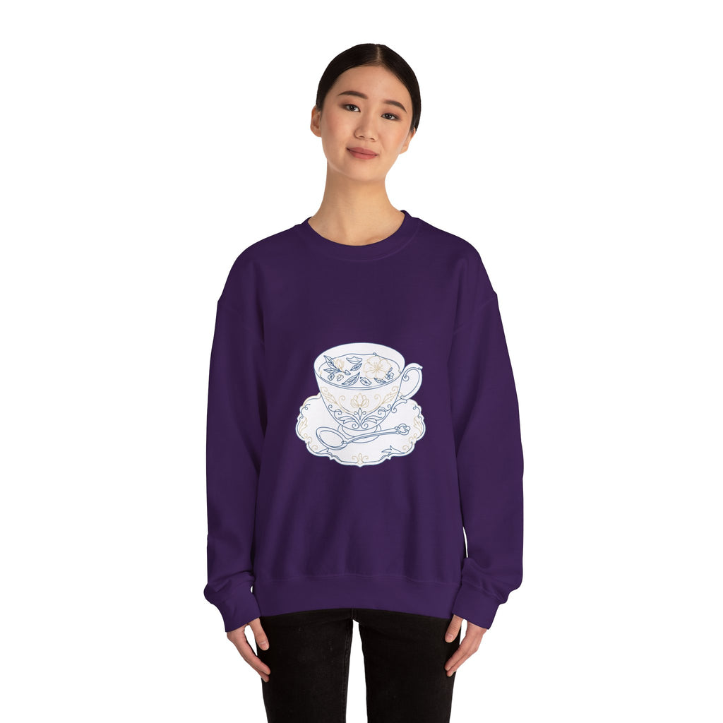 Matching Couple Sweatshirt - Coffee & Tea Matching Couple Premium Fleece Sweatshirt Minimalist Art His Hers Christmas Gift - Design B
