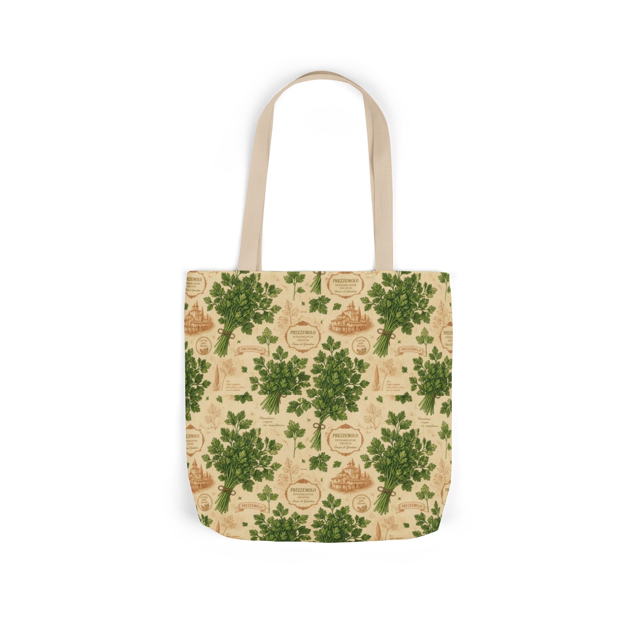 Fresh Parsley Canvas Tote Bag Mediterranean Kitchen Botanical Design Italian Cottagecore Gift