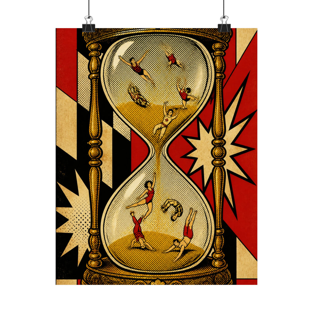 Hourglass Acrobats Wall Art Poster 18×24 Pop Art Living Room Decor Maximalist Print