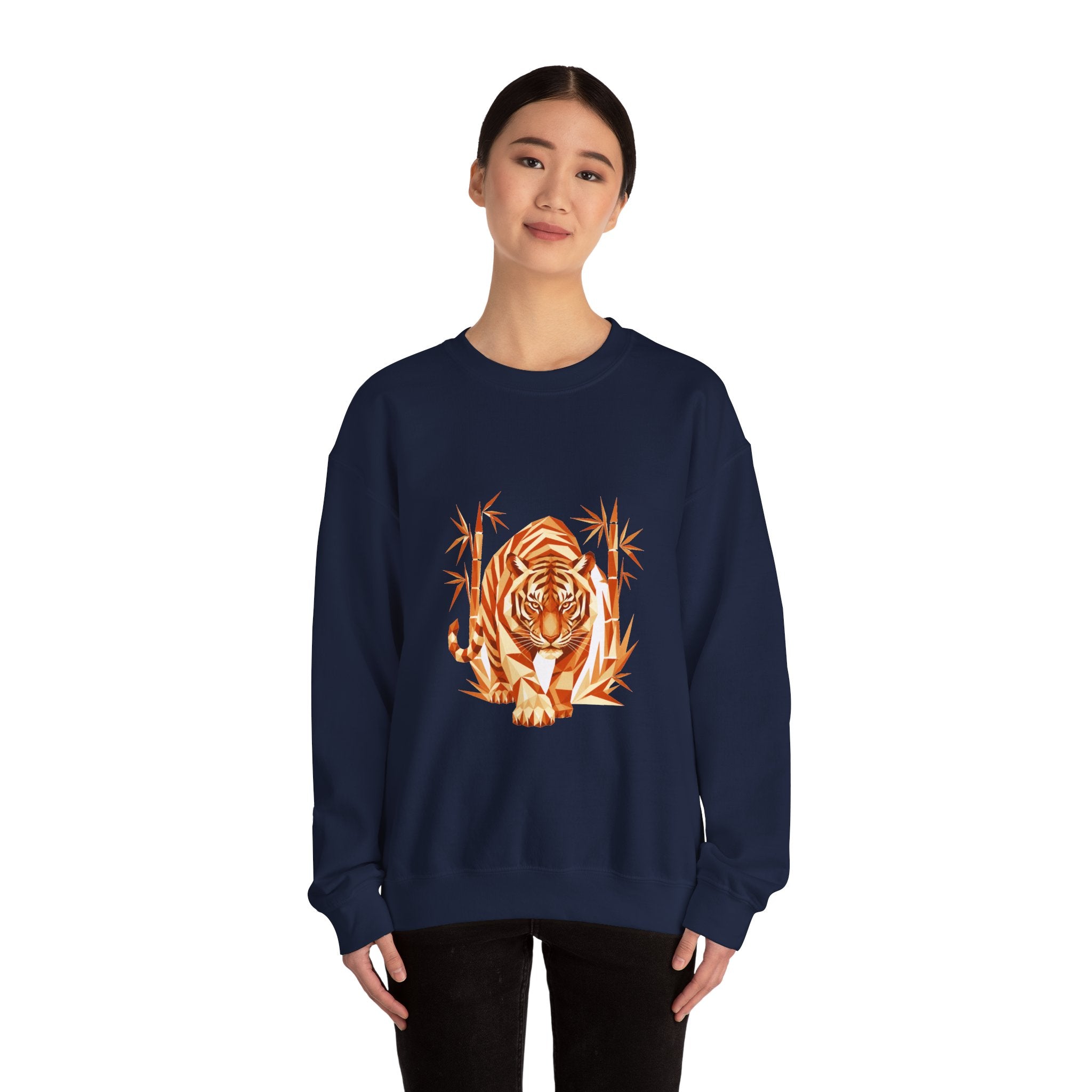 Matching Couple Sweatshirt - Tiger & Crane Matching Couple Premium Fleece Sweatshirt Geometric Art His Hers Love Gift - Design A