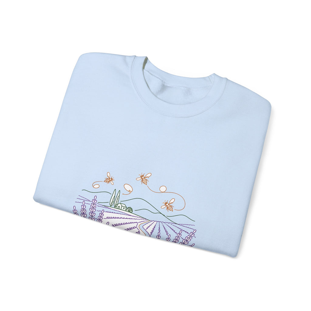 Matching Couple Sweatshirt - Lavender Fields & Canyon Matching Couple Premium Fleece Sweatshirt Minimalist Art His Hers Christmas Gift - Design A