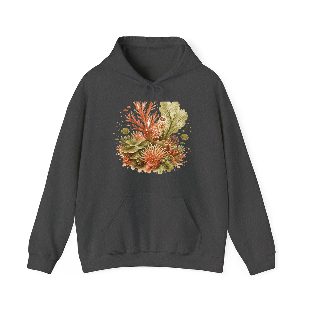 Matching Couple Sweatshirt - Coral Reef & Deep Sea Matching Couple Hooded Sweatshirt Watercolor Art His Hers Engagement Gift - Design A