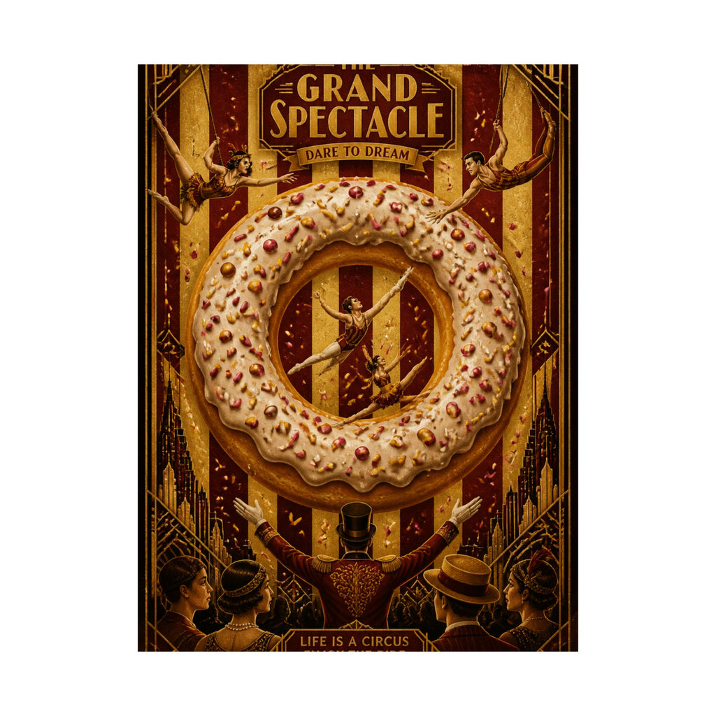 Donut Circus Ring Wall Art Poster 24×36 Art Deco Bar Area Decor Maximalist Print
