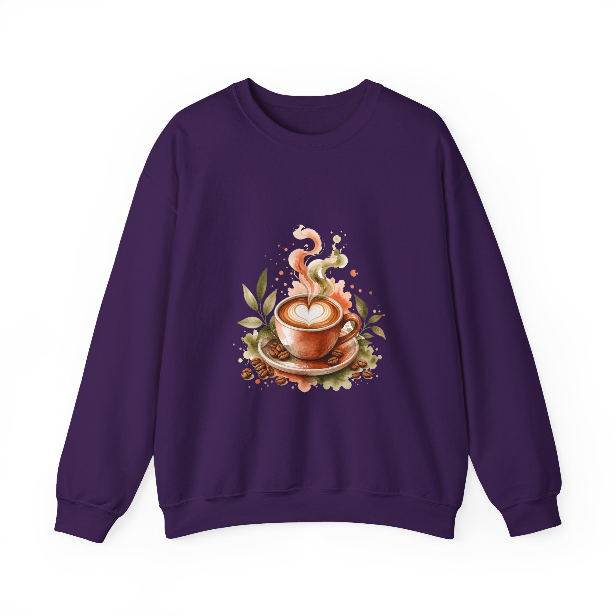 Matching Couple Sweatshirt - Coffee & Tea Matching Couple Crewneck Sweatshirt Watercolor Art His Hers Engagement Gift - Design A