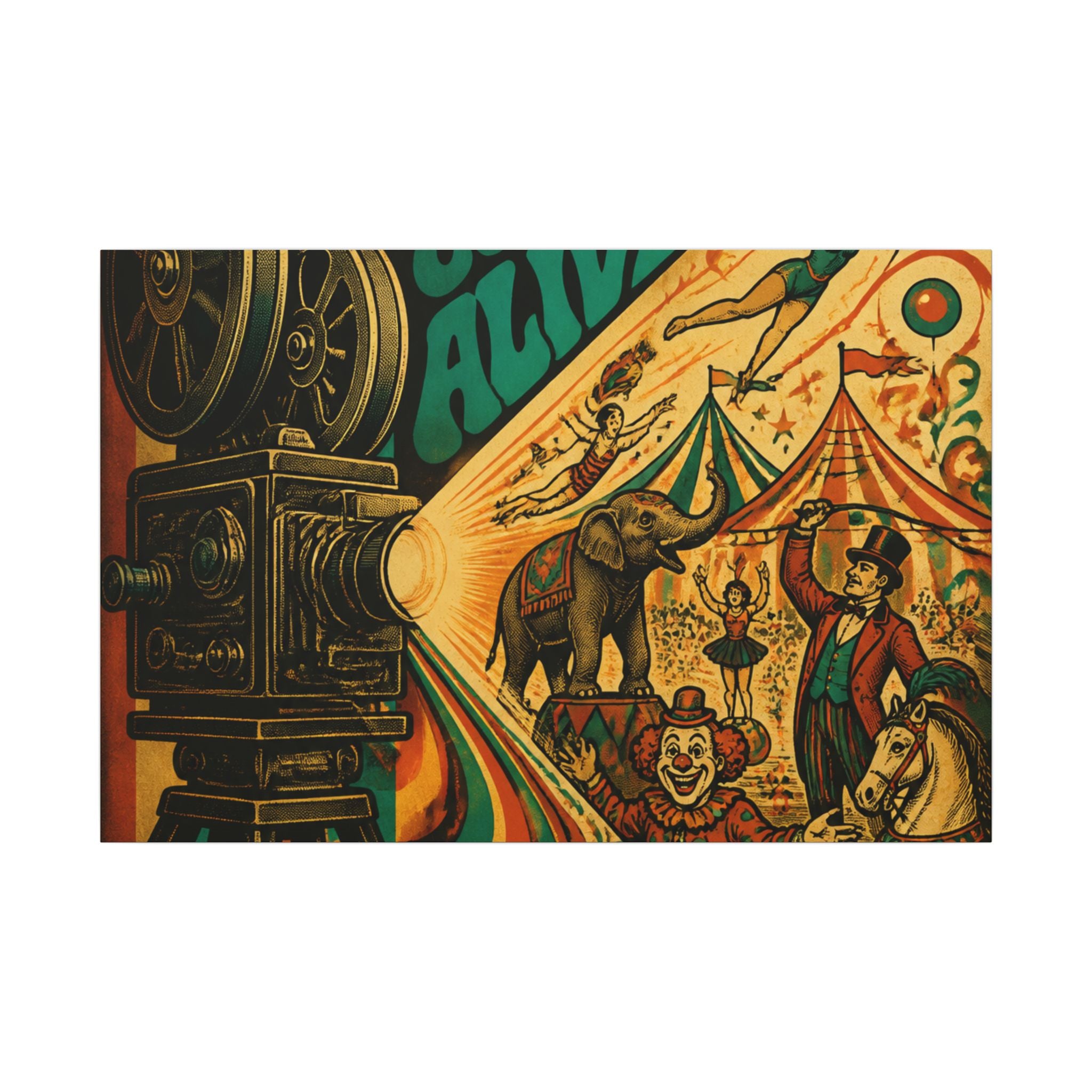 Film Camera Projector Show Wall Art Canvas 16×20 Psychedelic Cafe Decor Maximalist Print
