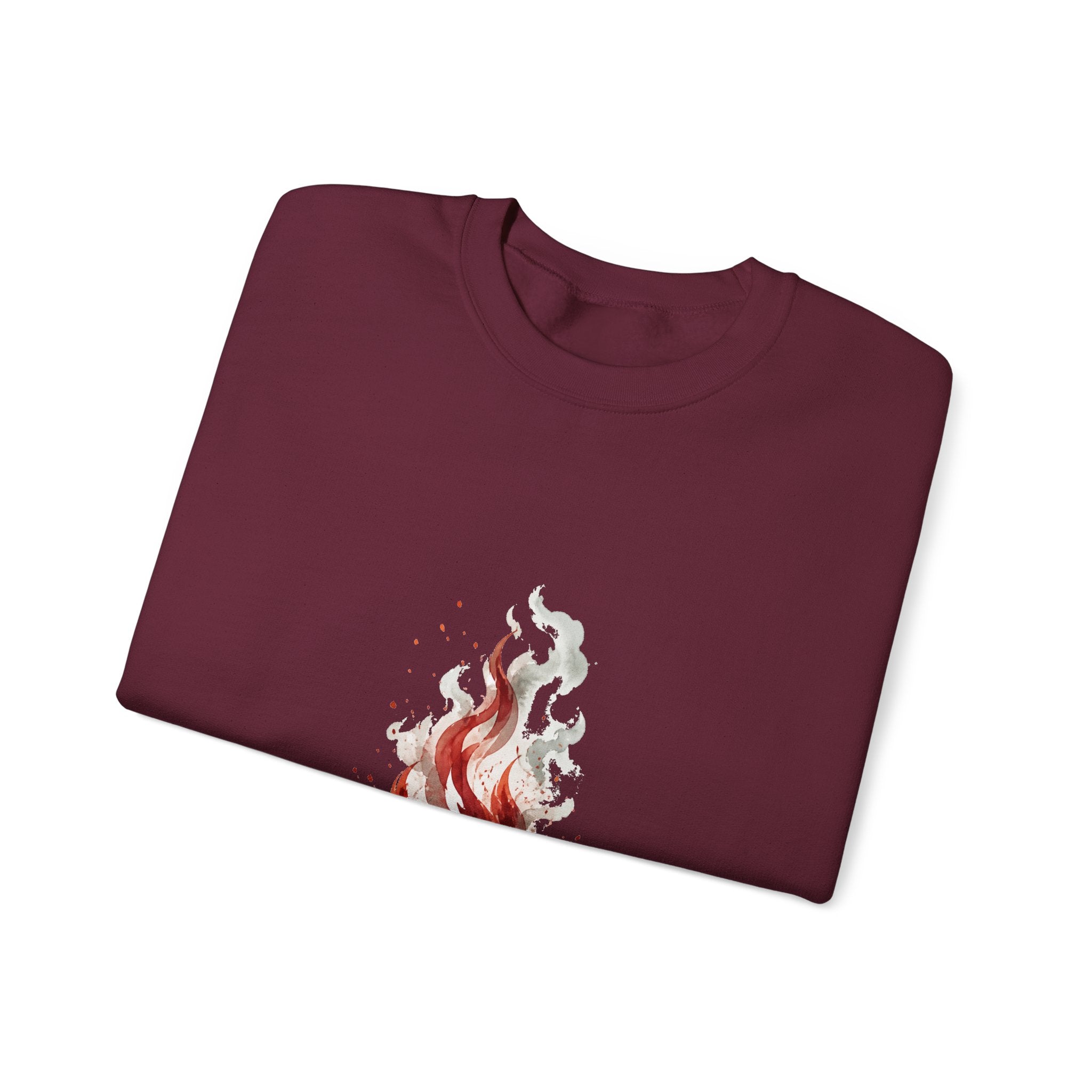 Matching Couple Sweatshirt - Wildfire & Waterfall Matching Couple Crewneck Sweatshirt Watercolor Art His Hers Engagement Gift - Design A