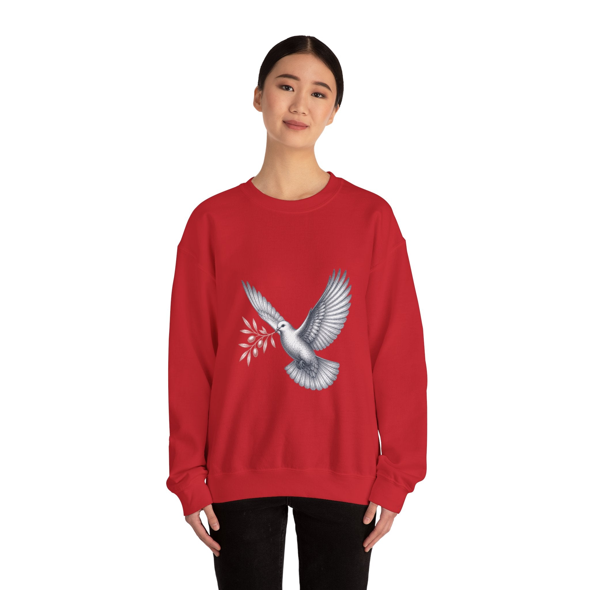 Matching Couple Sweatshirt - Wolf & Dove Matching Couple Premium Fleece Sweatshirt Vintage Art His Hers Honeymoon Gift - Design B