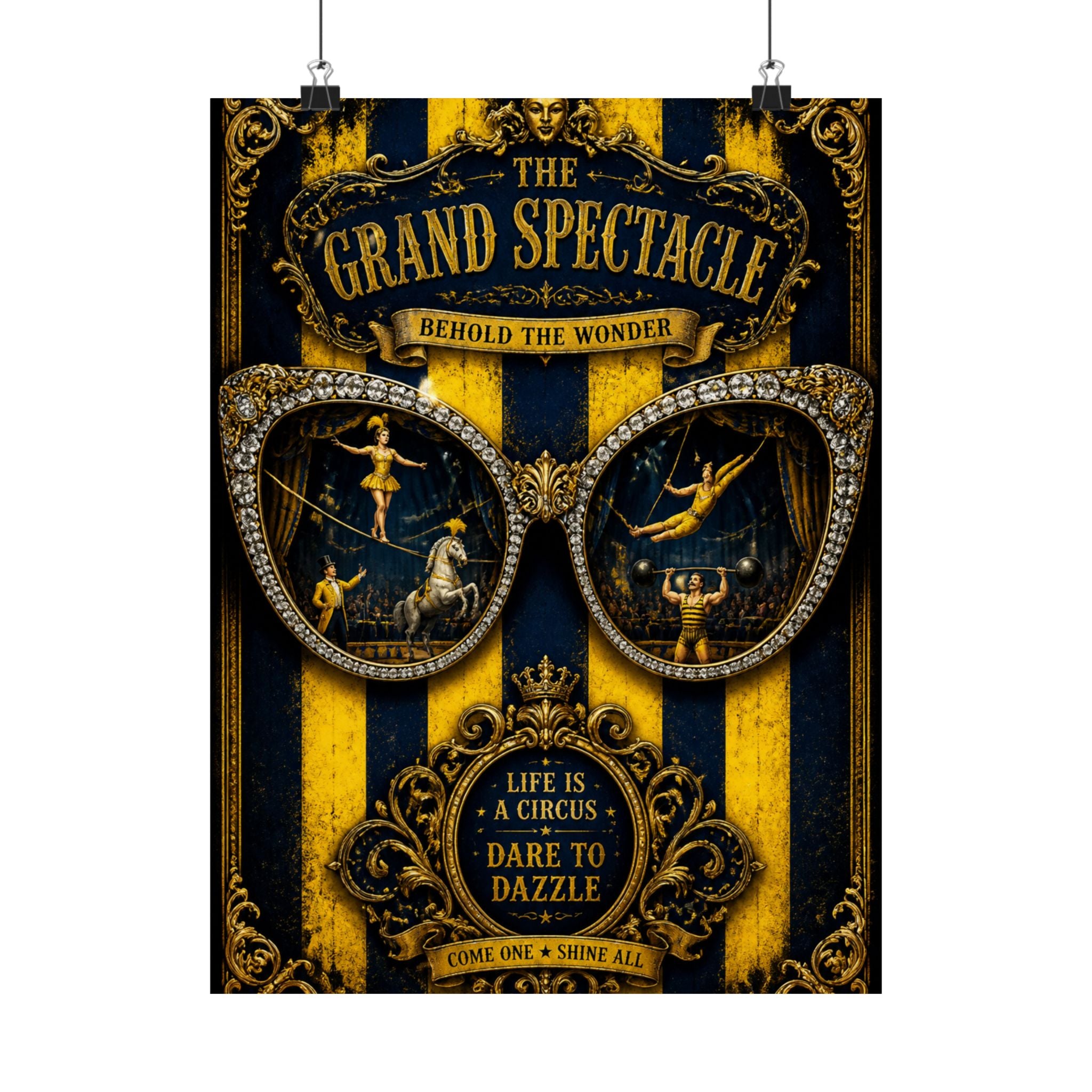 Sunglasses Circus Ring Wall Art Poster 18×24 Baroque Home Office Decor Maximalist Print