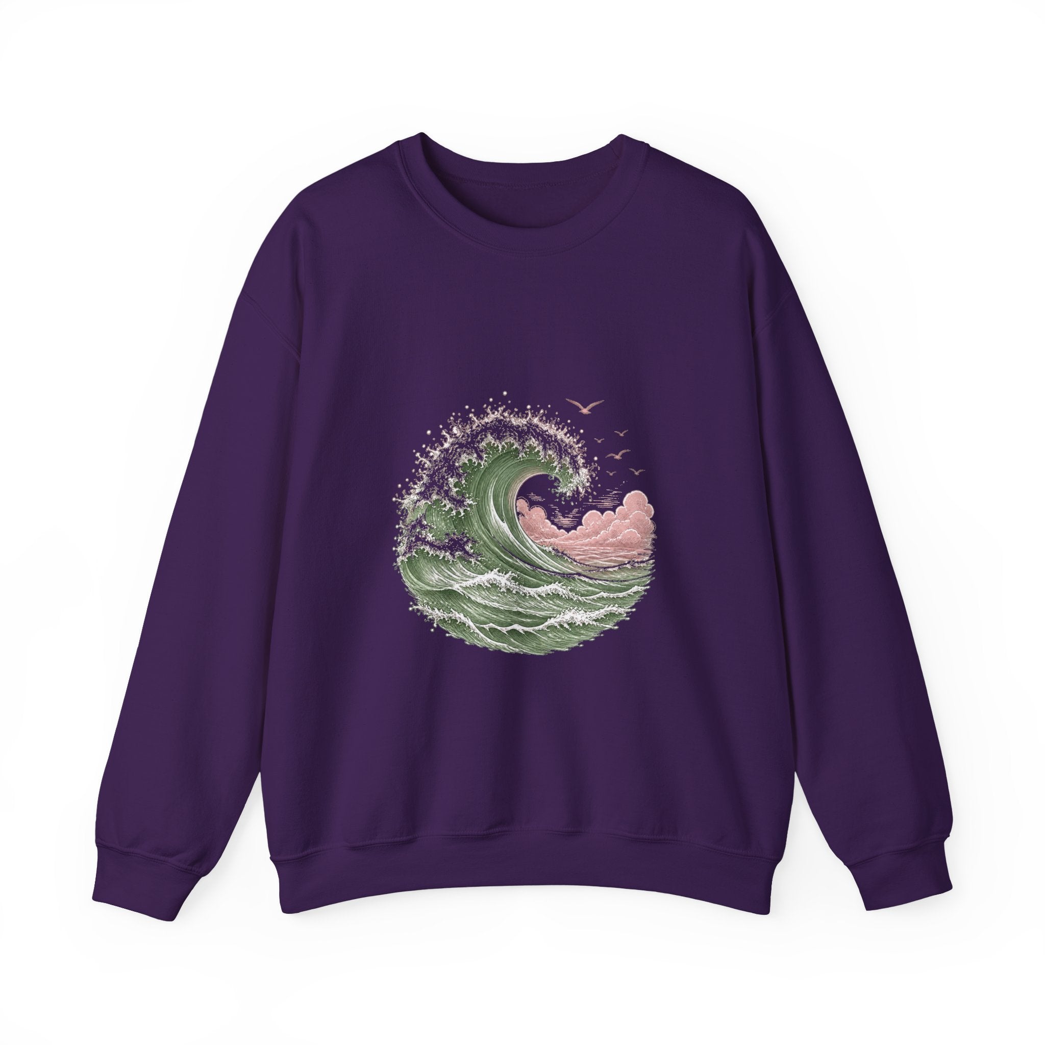 Matching Couple Sweatshirt - Mountain & Ocean Matching Couple Comfort Colors Crew Hand-Drawn Art His Hers Anniversary Gift - Design B