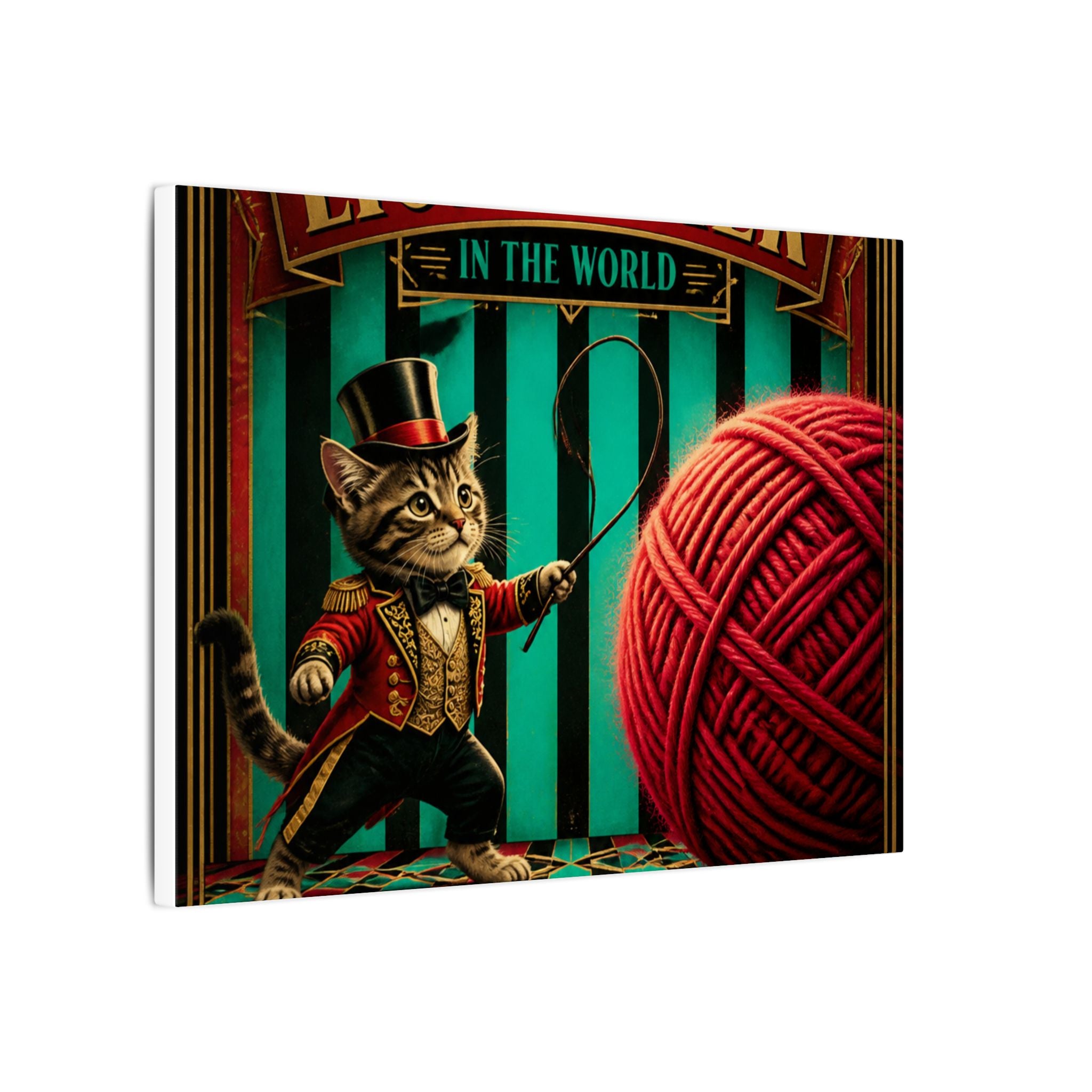 Cat Lion Tamer Wall Art Canvas 16×20 Art Deco Entryway Decor Maximalist Print