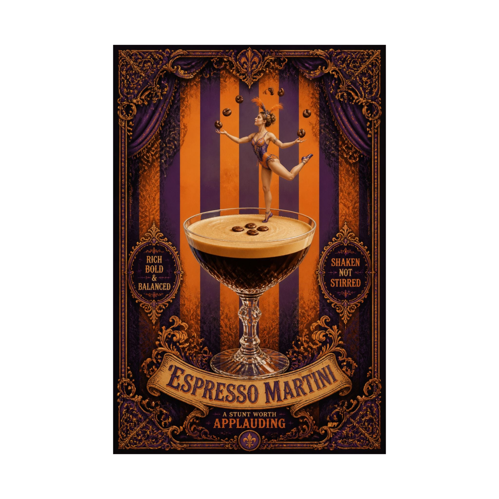 Espresso Martini Acrobat Wall Art Poster 18×24 Baroque Home Office Decor Maximalist Print