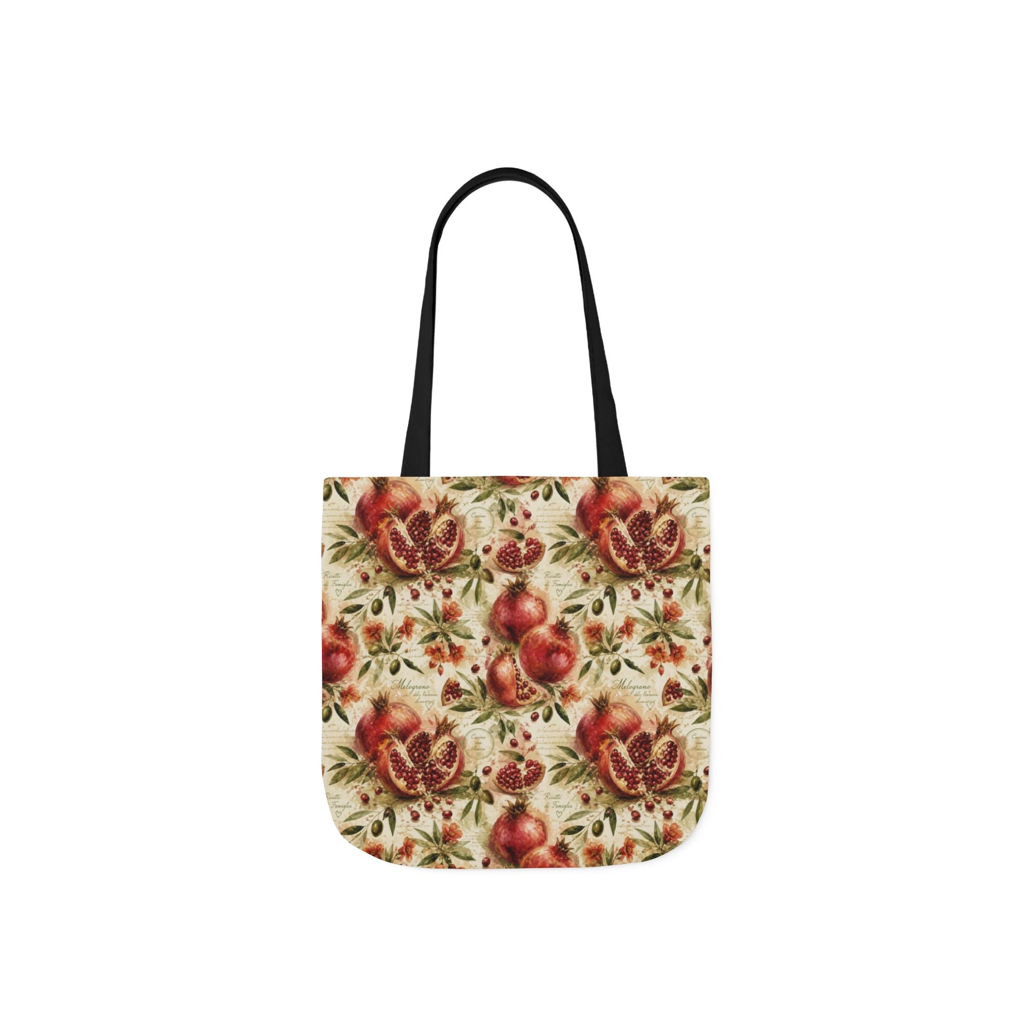 Split Pomegranates Canvas Tote Bag Mediterranean Kitchen Watercolor Splash Design Italian Cottagecore Gift
