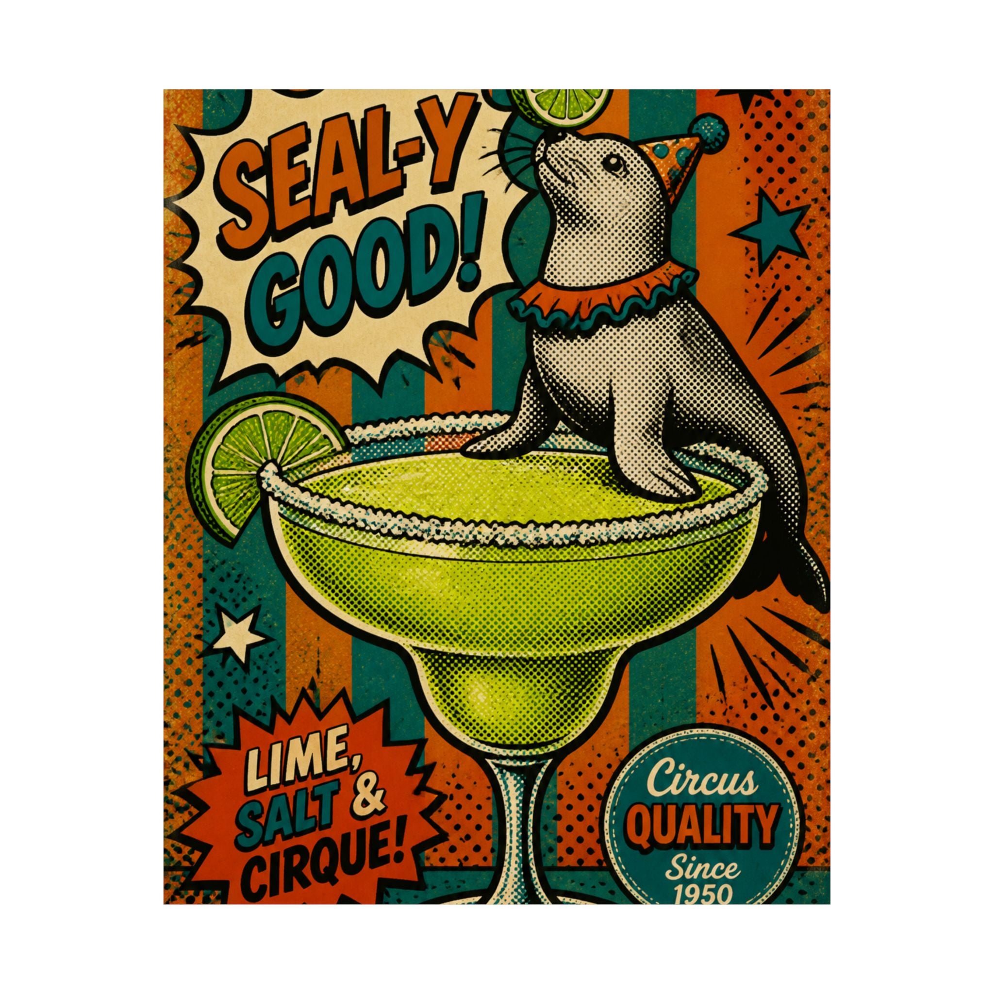 Margarita Balancing Seal Wall Art Poster 18×24 Pop Art Living Room Decor Maximalist Print