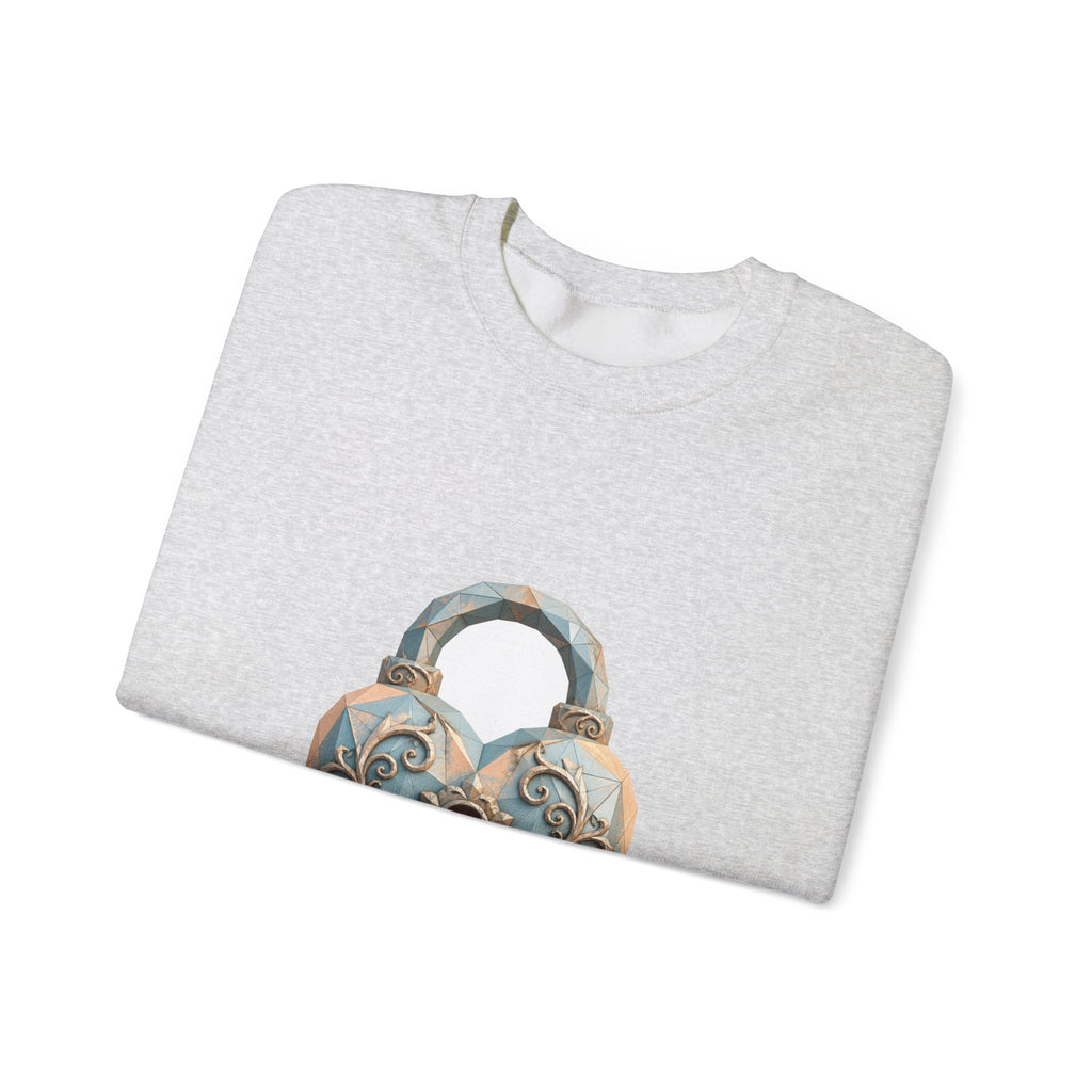 Matching Couple Sweatshirt - Key & Lock Matching Couple Crewneck Sweatshirt Geometric Art His Hers Couple Gift - Design B