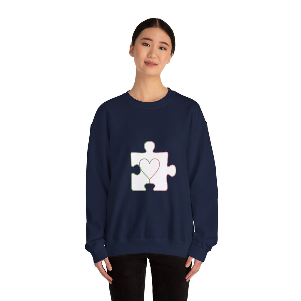 Matching Couple Sweatshirt - Puzzle Pieces Matching Couple Crewneck Sweatshirt Minimalist Art His Hers Valentine Gift - Design B