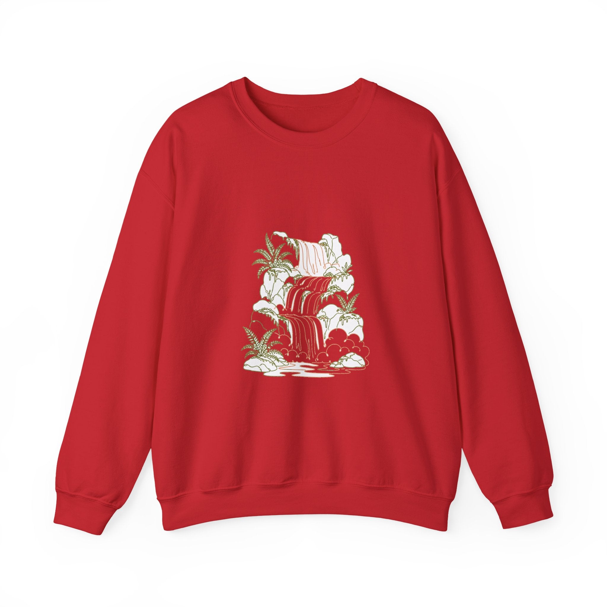 Matching Couple Sweatshirt - Wildfire & Waterfall Matching Couple Comfort Colors Crew Minimalist Art His Hers Christmas Gift - Design B