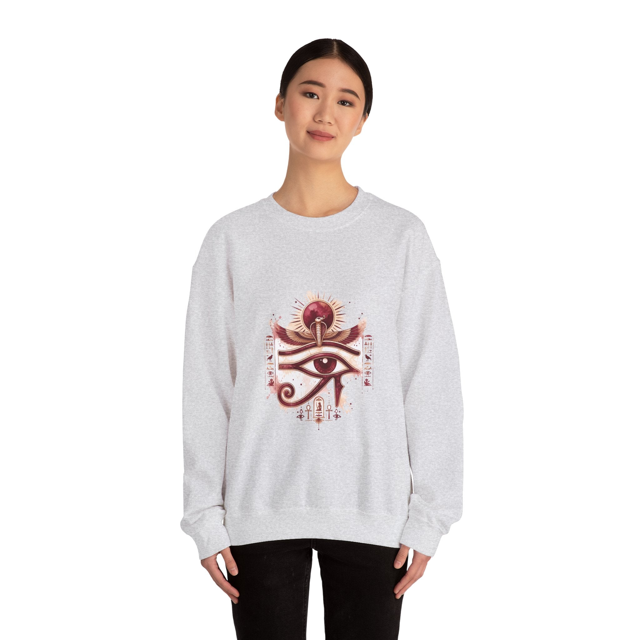 Matching Couple Sweatshirt - Eye of Ra & Horus Matching Couple Crewneck Sweatshirt Watercolor Art His Hers Engagement Gift - Design A