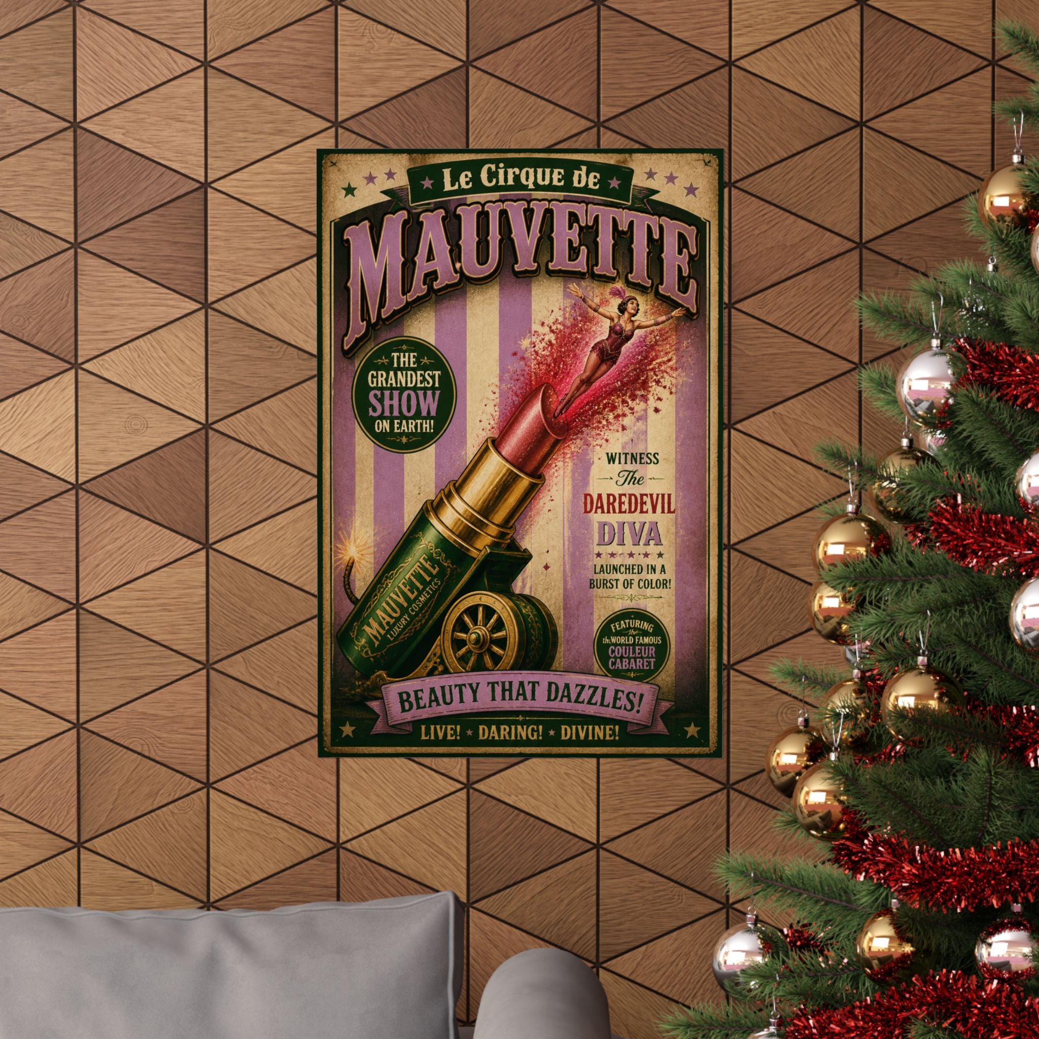 Lipstick Cannon Wall Art Poster 18×24 Vintage Circus Kitchen Decor Maximalist Print