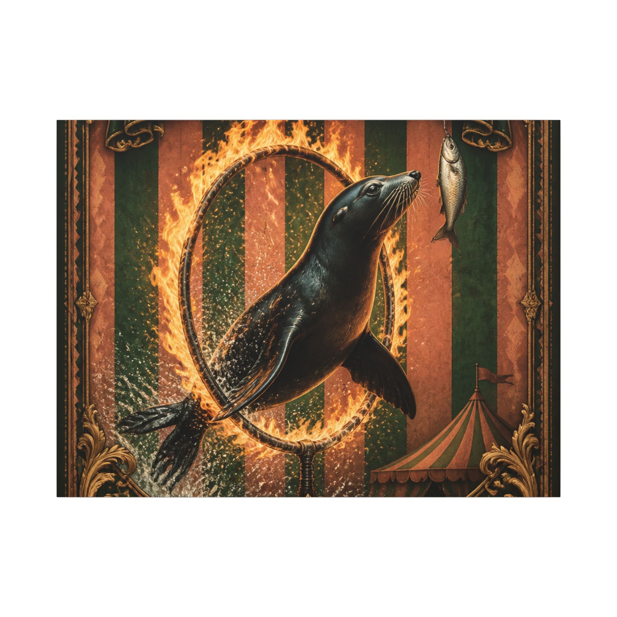Seal Fire Hoop Wall Art Canvas 24×36 Baroque Studio Decor Maximalist Print