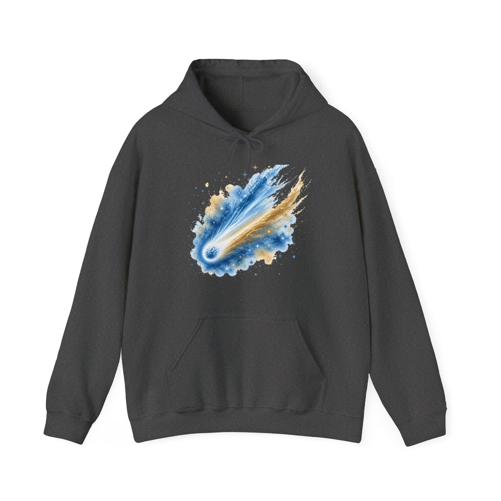 Matching Couple Sweatshirt - Comet & Asteroid Matching Couple Hooded Sweatshirt Watercolor Art His Hers Engagement Gift - Design A