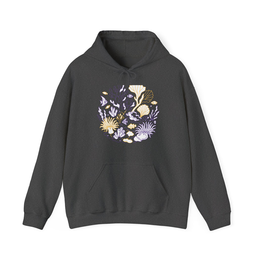 Matching Couple Sweatshirt - Coral Reef & Deep Sea Matching Couple Hooded Sweatshirt Minimalist Art His Hers Valentine Gift - Design A