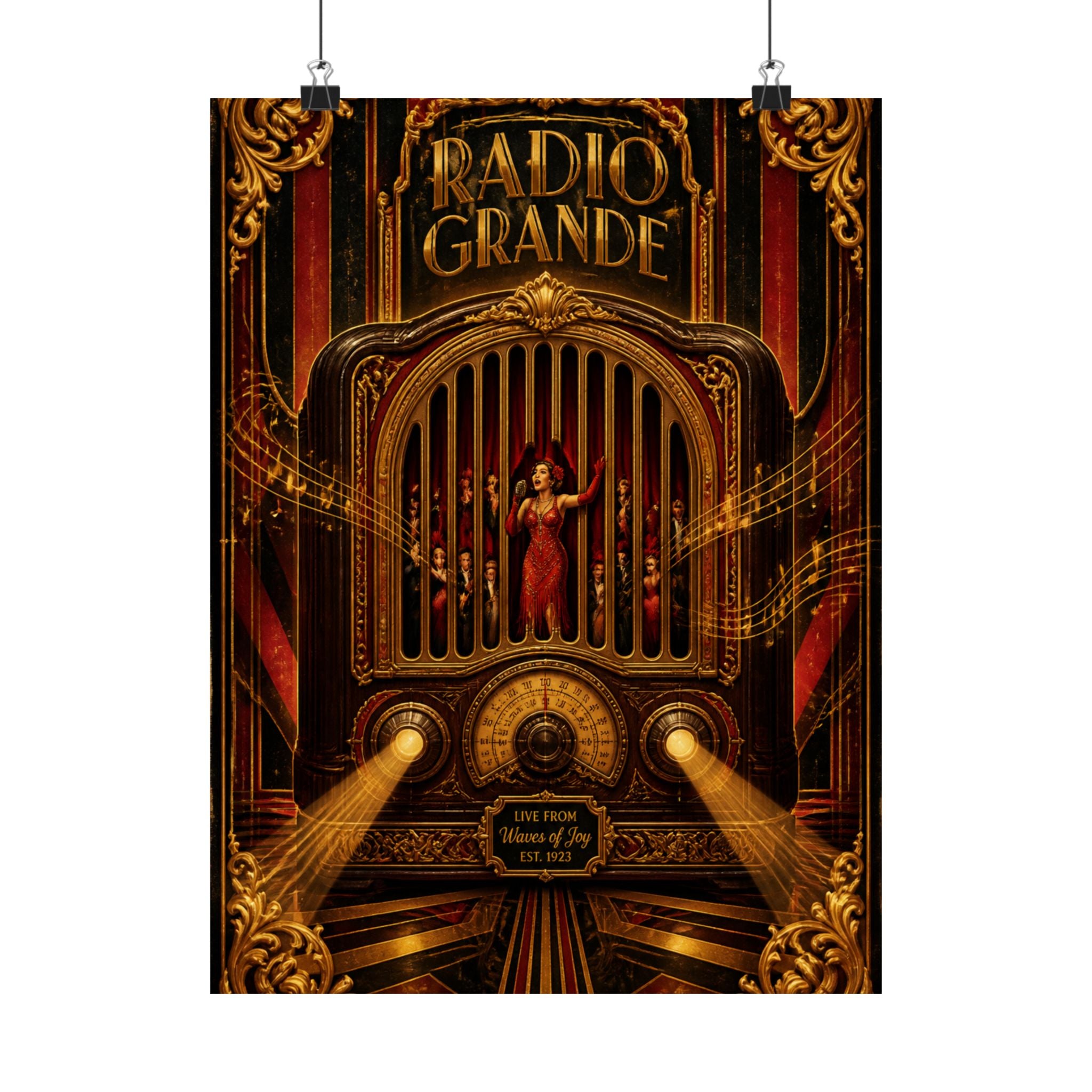 Vintage Radio Stage Wall Art Poster 18×24 Baroque Home Office Decor Maximalist Print