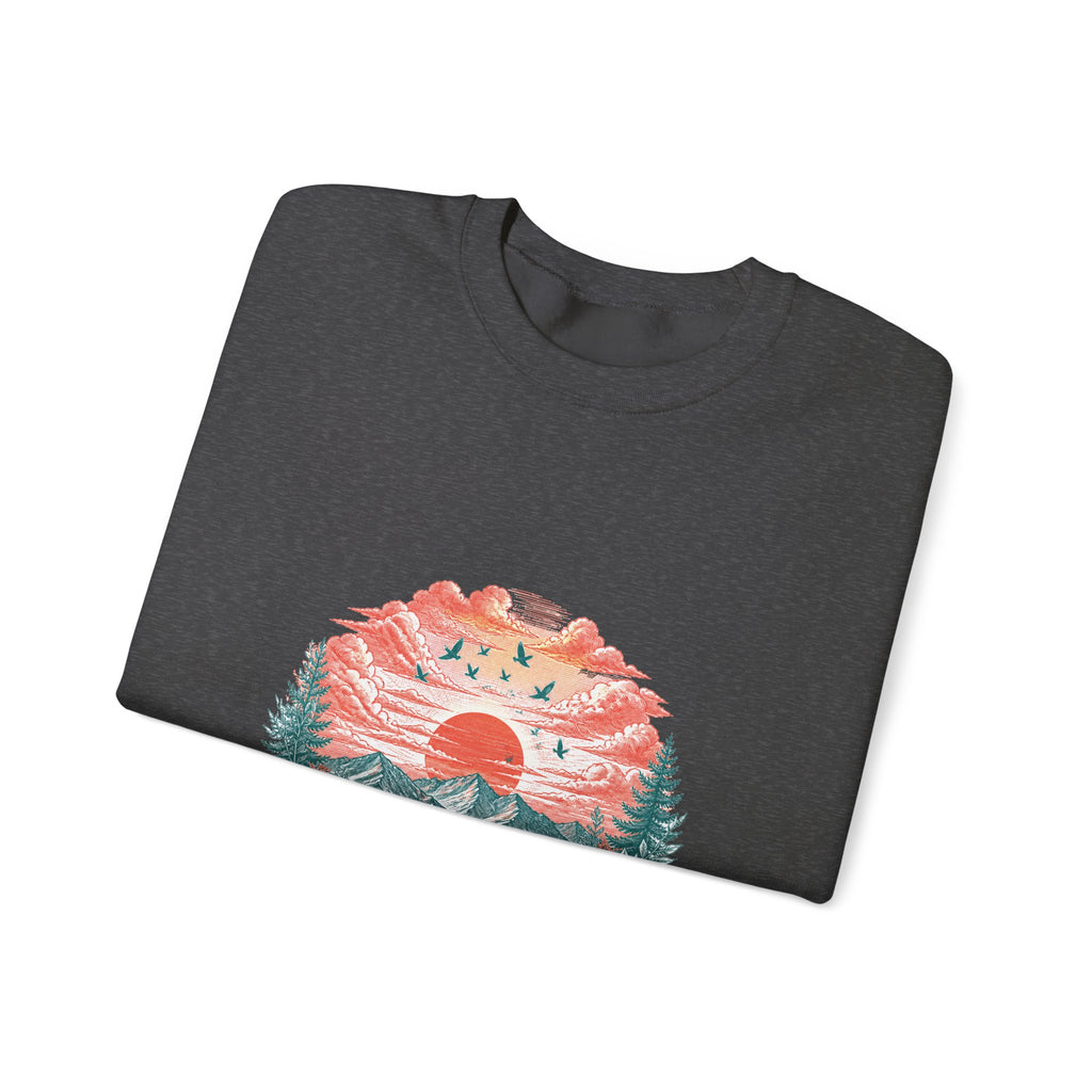 Matching Couple Sweatshirt - Sunrise & Sunset Matching Couple Crewneck Sweatshirt Vintage Art His Hers Wedding Gift - Design B