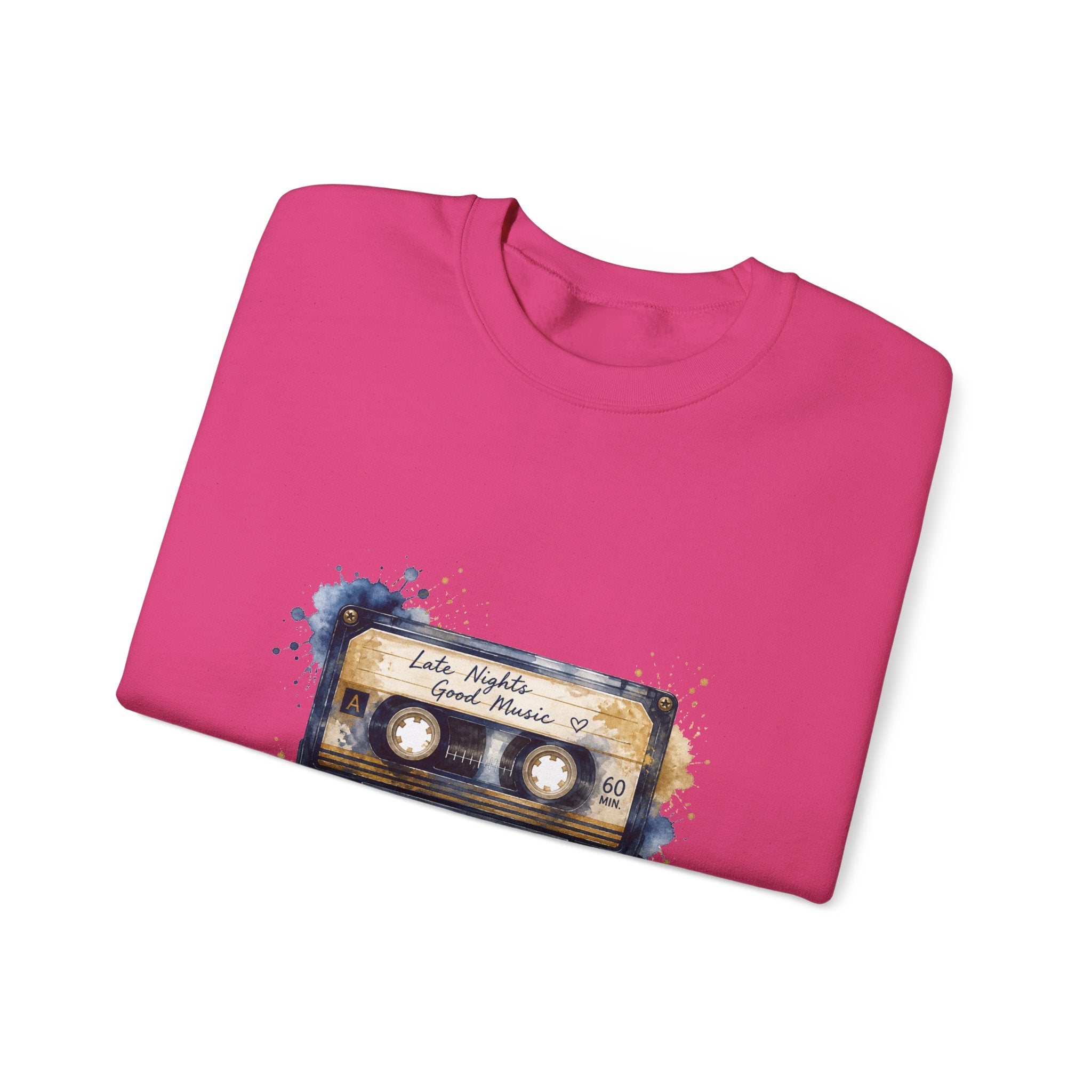 Matching Couple Sweatshirt - Vinyl & Cassette Matching Couple Crewneck Sweatshirt Watercolor Art His Hers Engagement Gift - Design B