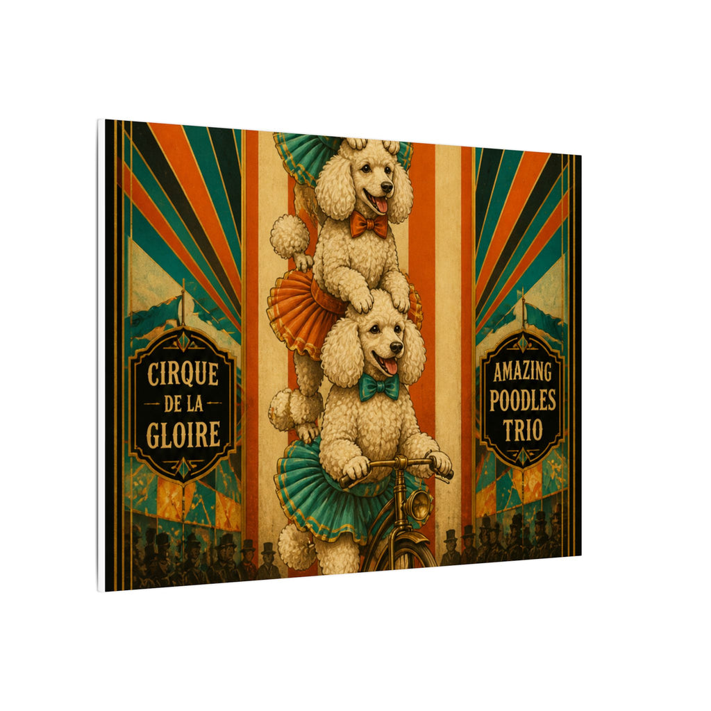 Poodle Stack Bicycle Wall Art Canvas 24×36 Art Deco Bar Area Decor Maximalist Print