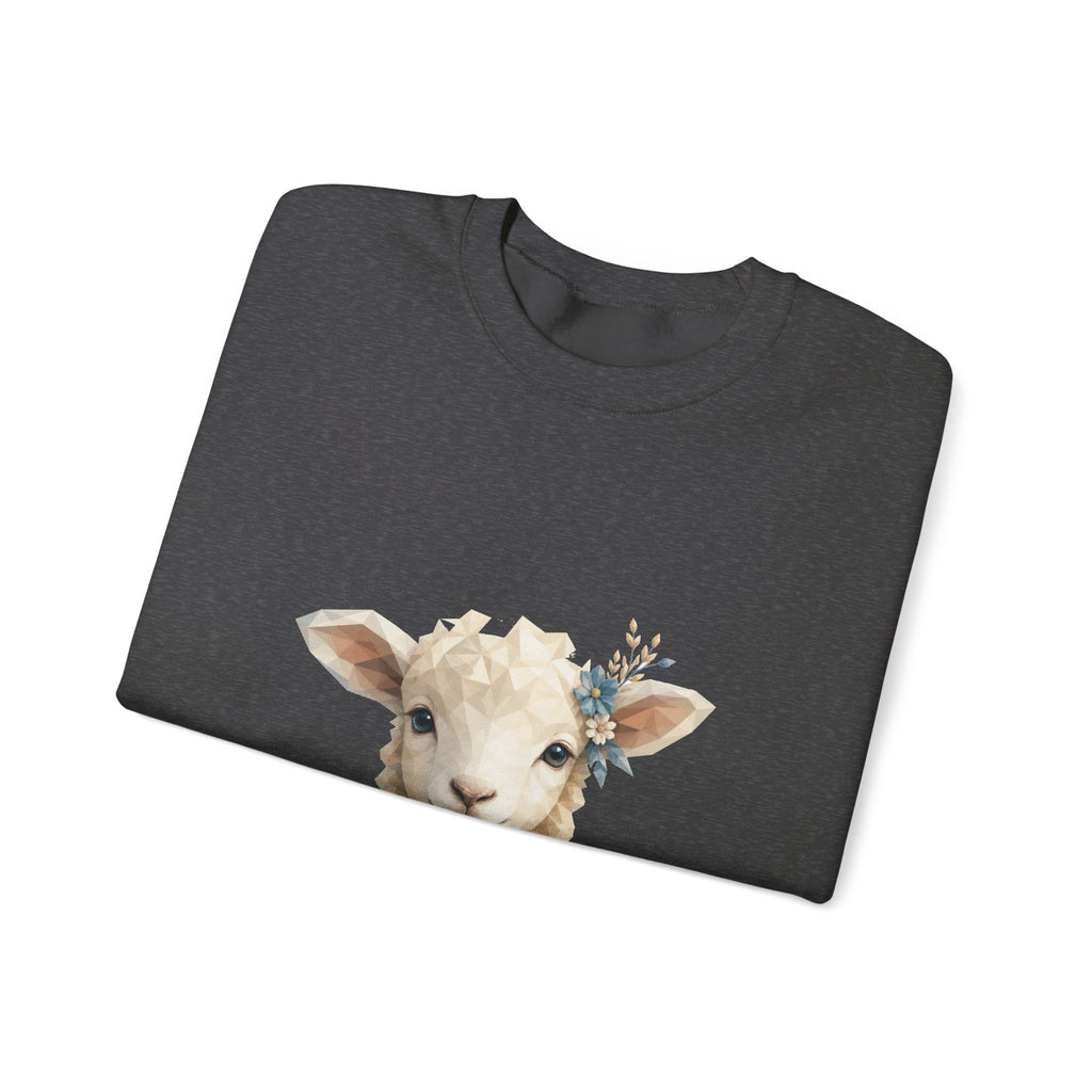 Matching Couple Sweatshirt - Lion & Lamb Matching Couple Crewneck Sweatshirt Geometric Art His Hers Couple Gift - Design B