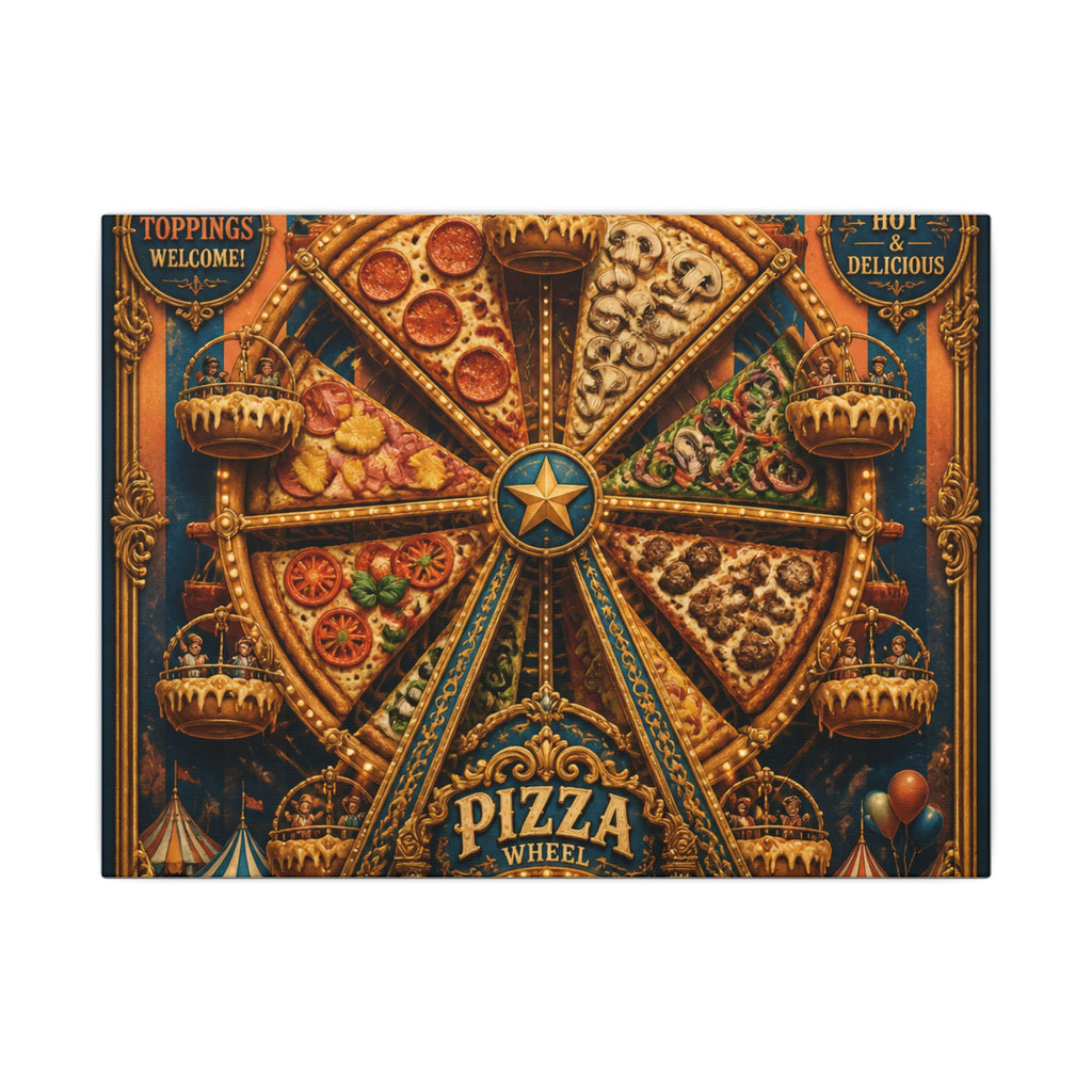 Pizza Ferris Wheel Wall Art Canvas 24×36 Baroque Studio Decor Maximalist Print