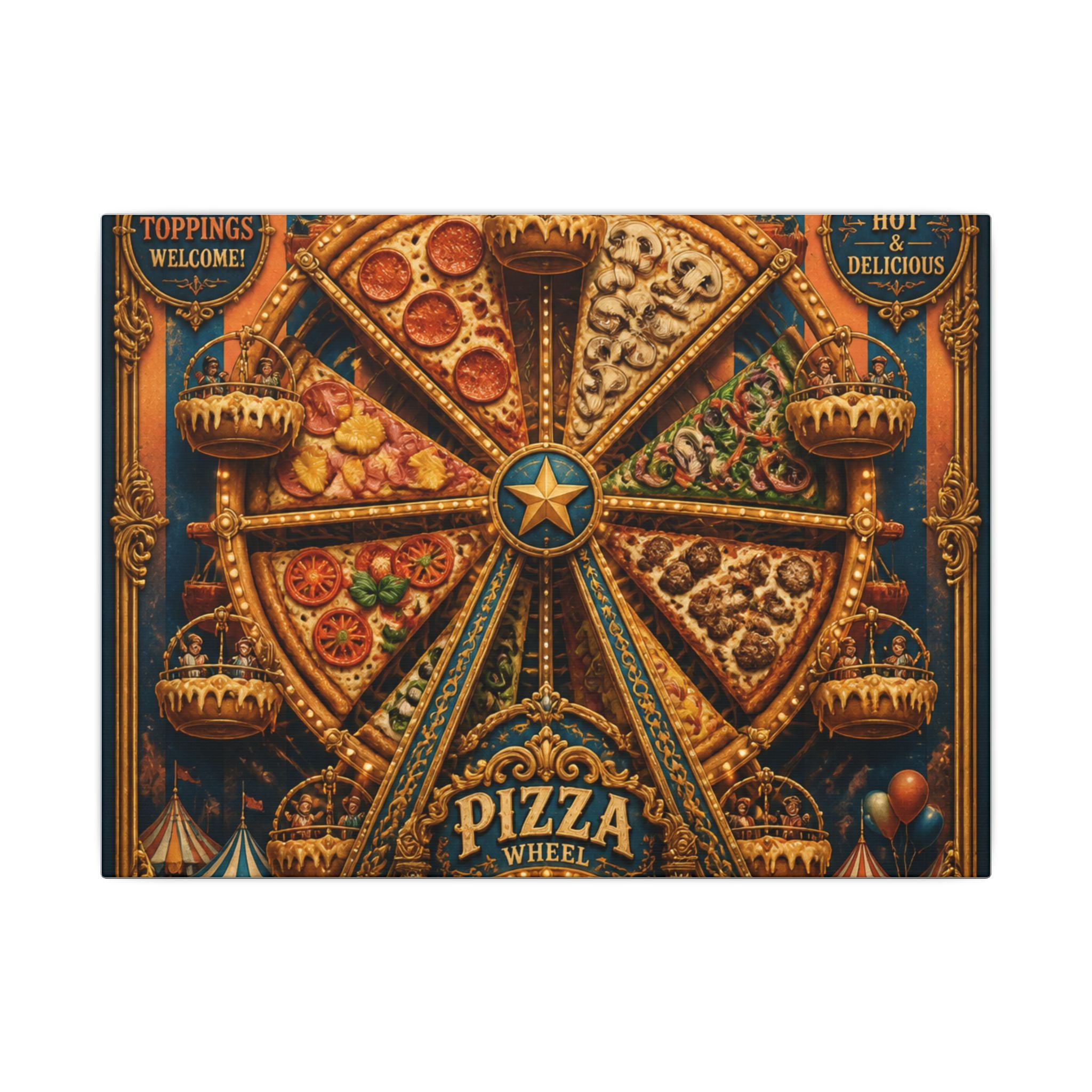 Pizza Ferris Wheel Wall Art Canvas 24×36 Baroque Studio Decor Maximalist Print