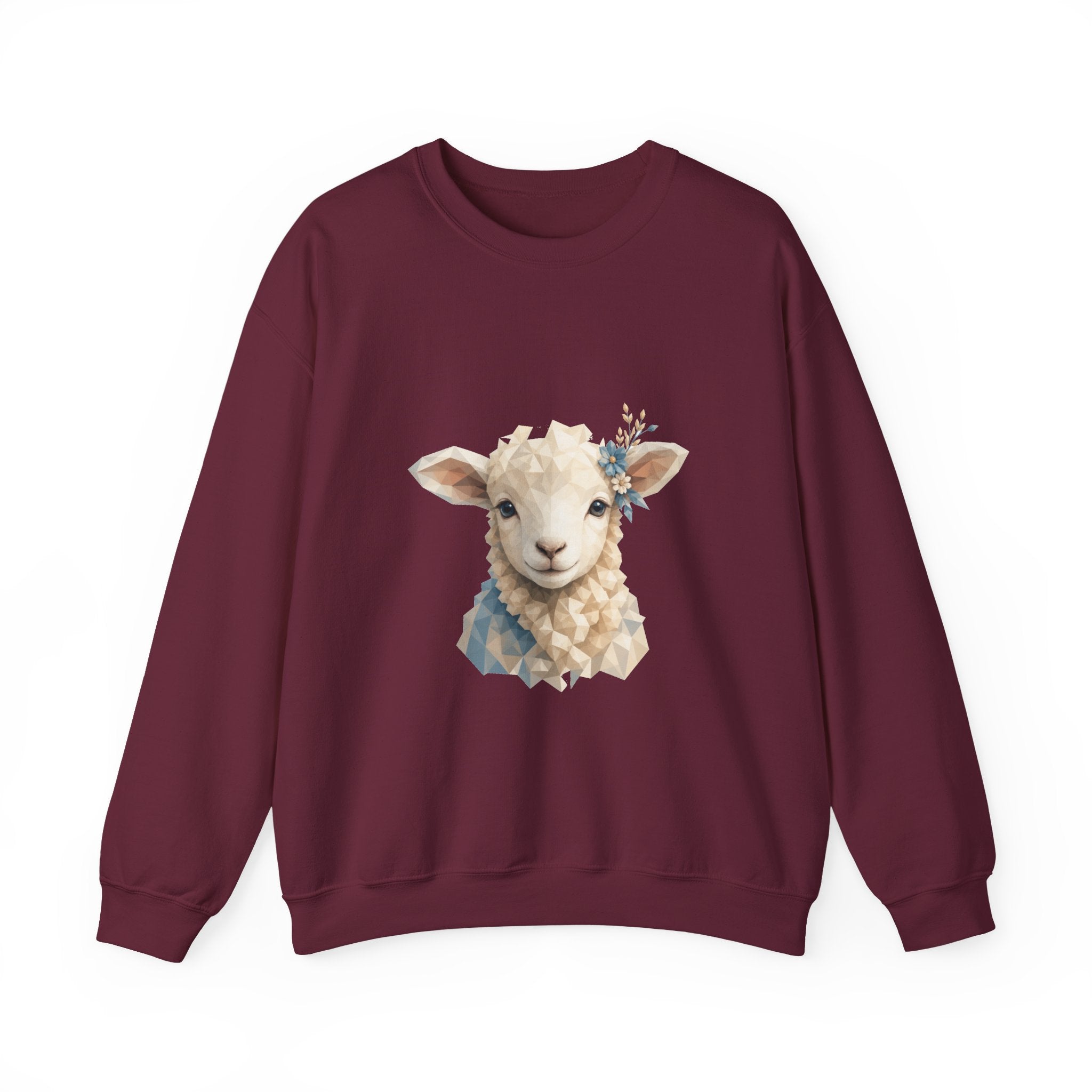 Matching Couple Sweatshirt - Lion & Lamb Matching Couple Crewneck Sweatshirt Geometric Art His Hers Couple Gift - Design B
