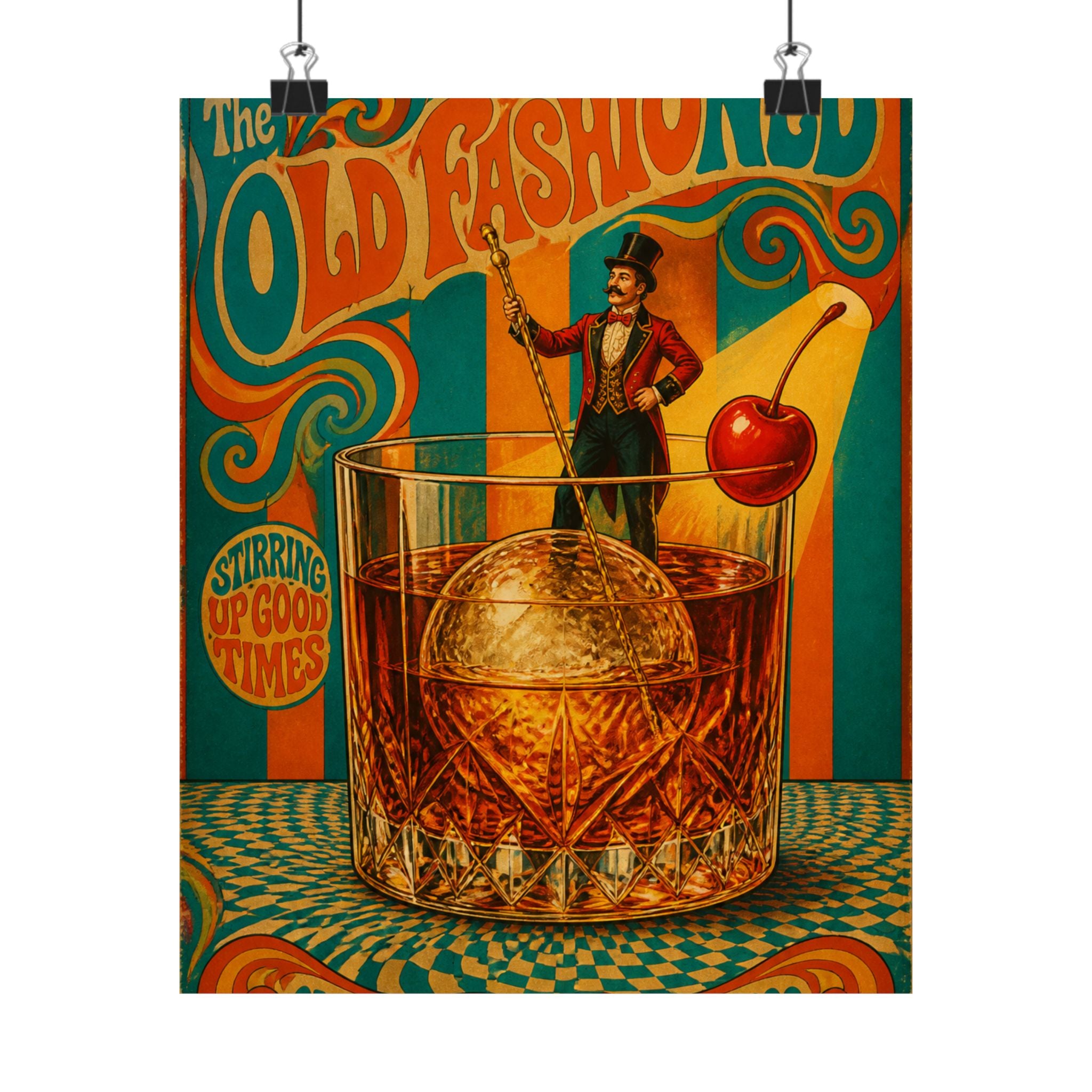 Old Fashioned Ringmaster Wall Art Poster 24×36 Psychedelic Dining Room Decor Maximalist Print