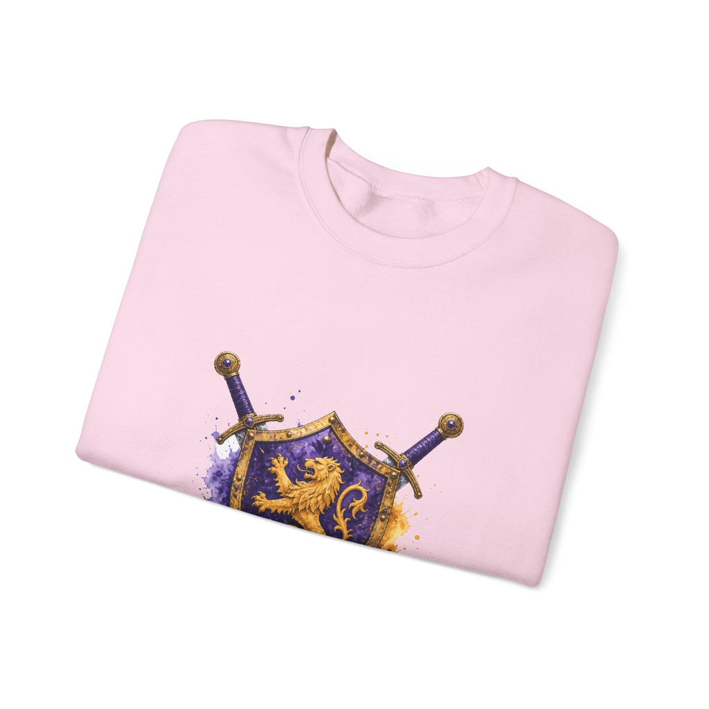 Matching Couple Sweatshirt - Crown & Shield Matching Couple Premium Fleece Sweatshirt Watercolor Art His Hers Birthday Gift - Design B