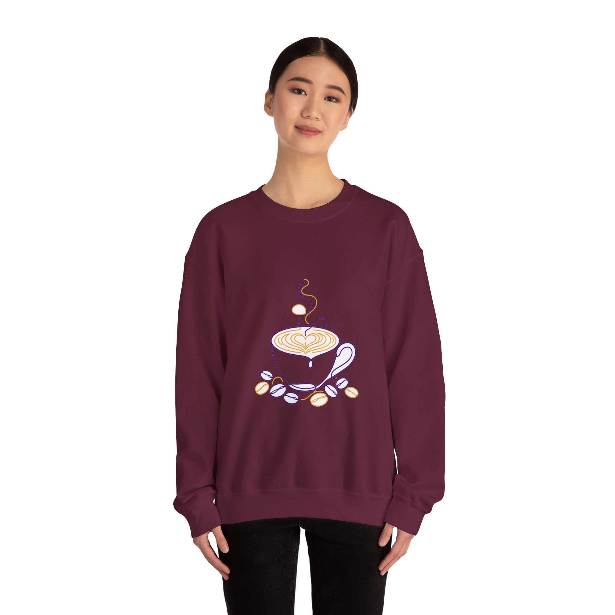 Matching Couple Sweatshirt - Coffee & Tea Matching Couple Crewneck Sweatshirt Minimalist Art His Hers Valentine Gift - Design A