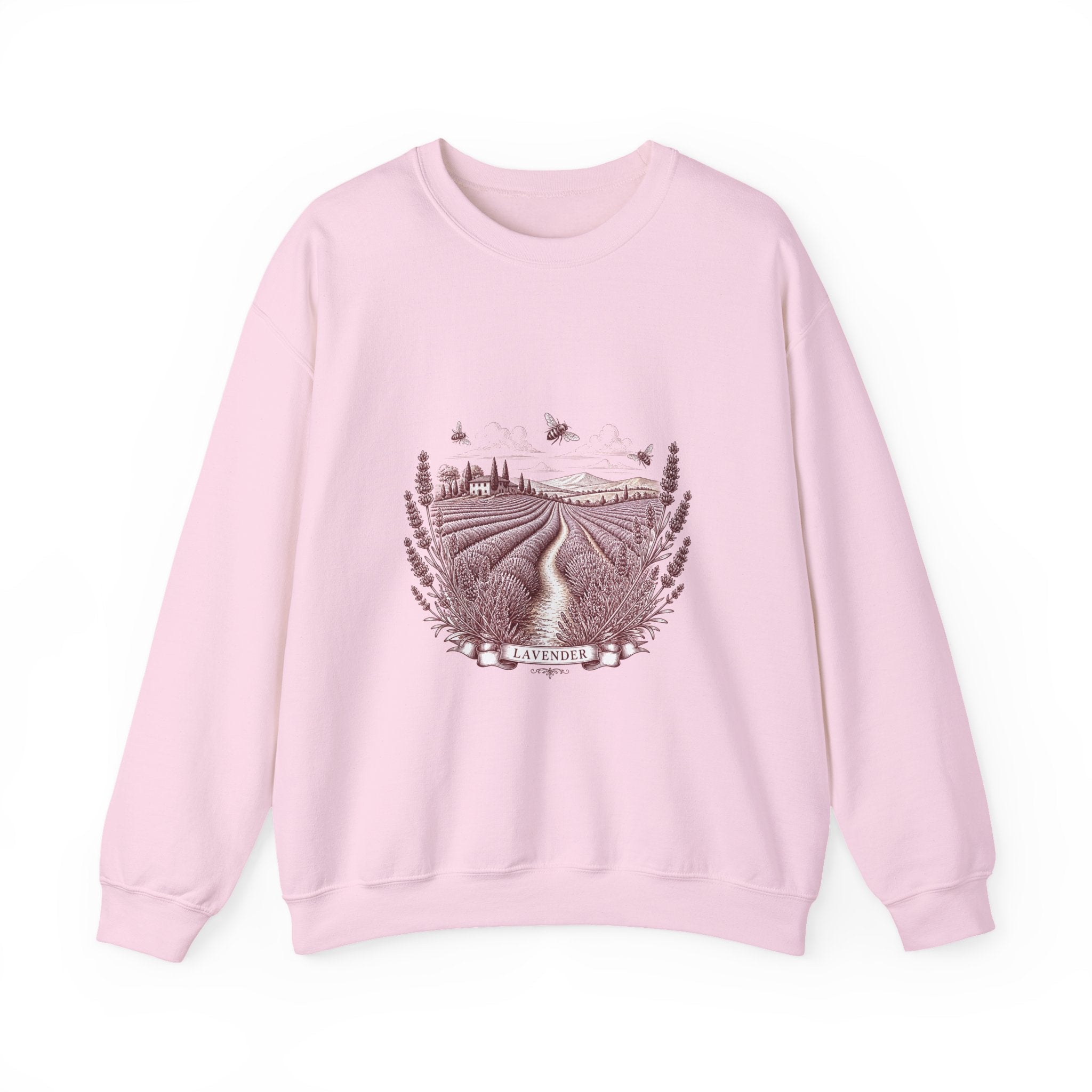 Matching Couple Sweatshirt - Lavender Fields & Canyon Matching Couple Crewneck Sweatshirt Vintage Art His Hers Wedding Gift - Design A